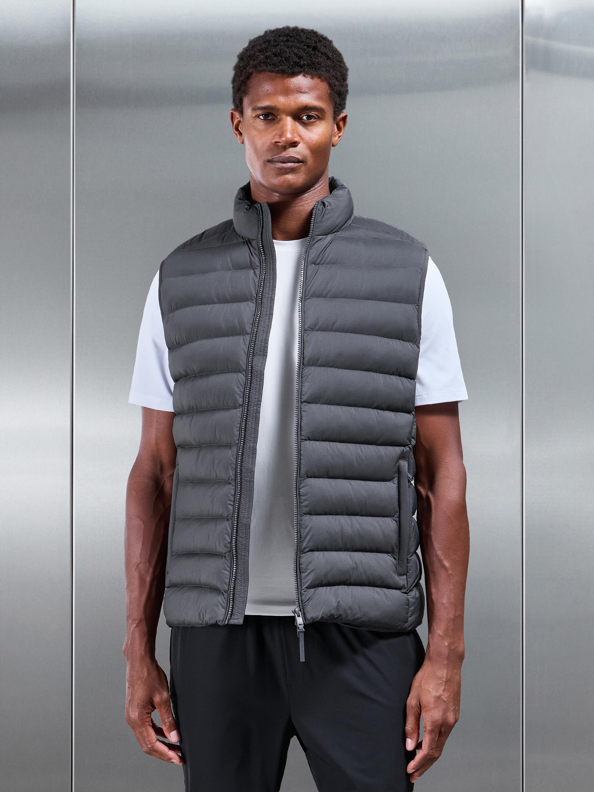 Technical Puffer Gilet in Grey
