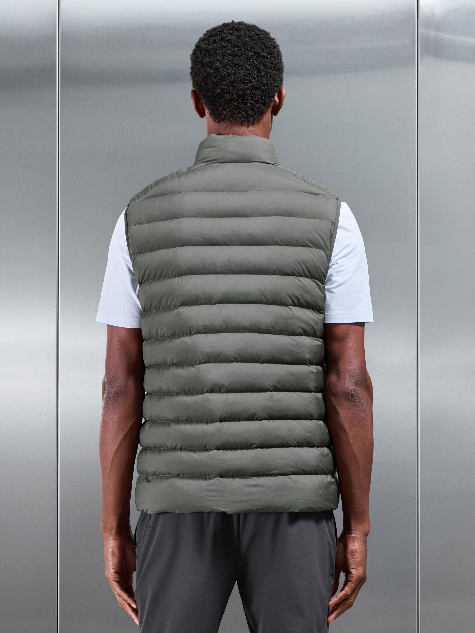 Technical Puffer Gilet in Olive