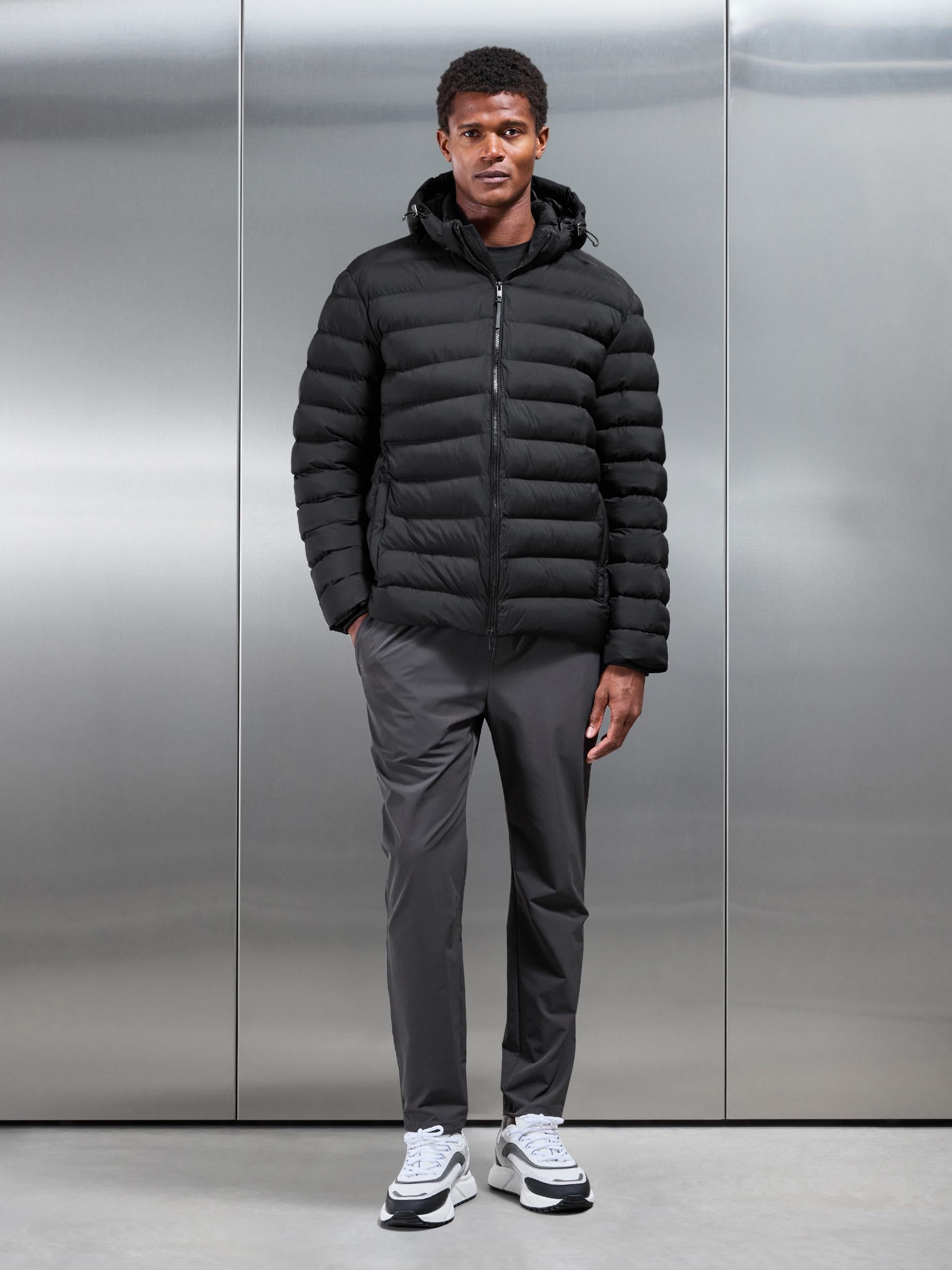Technical Short Puffer Jacket in Black