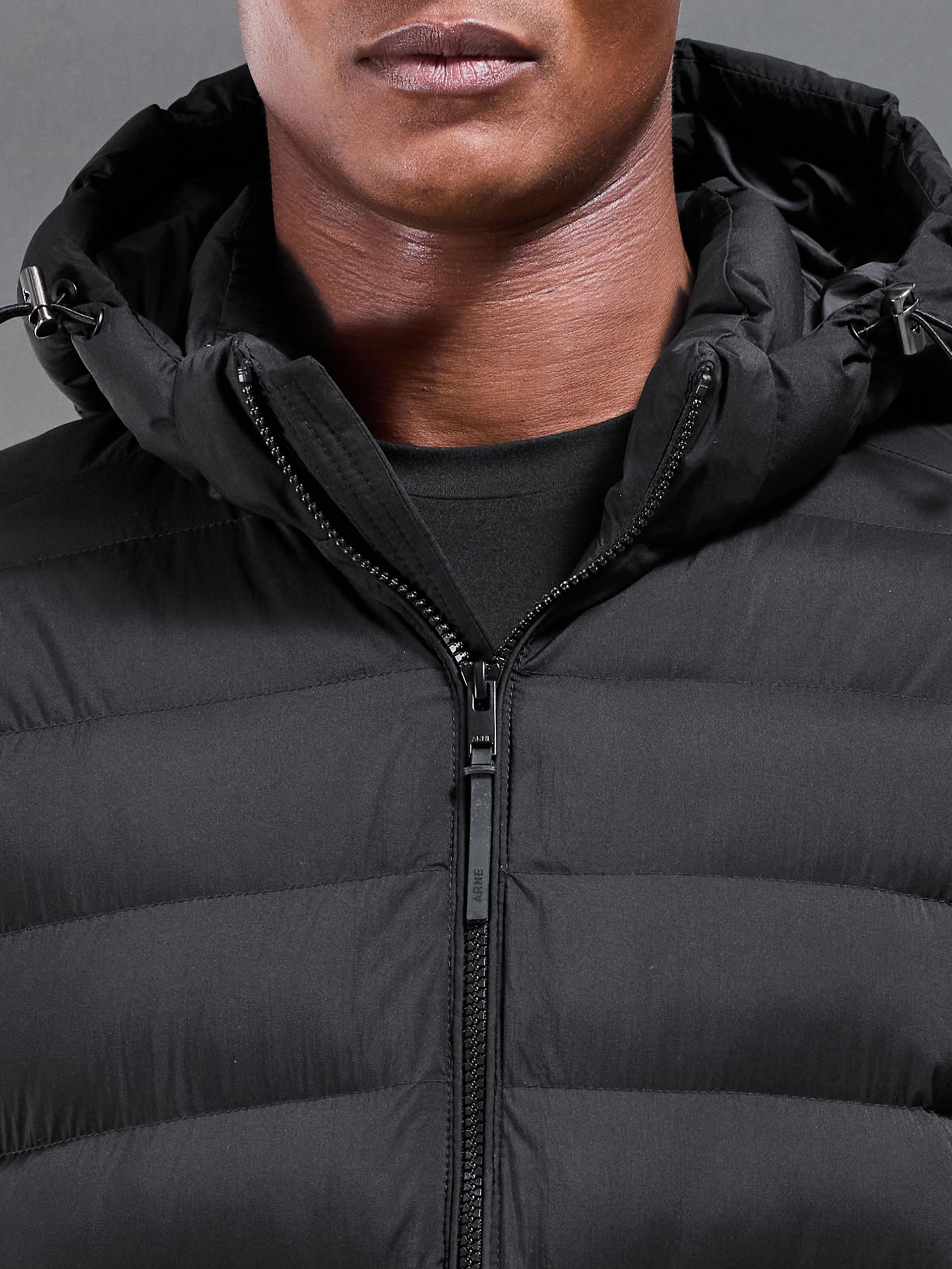 Technical Short Puffer Jacket in Black