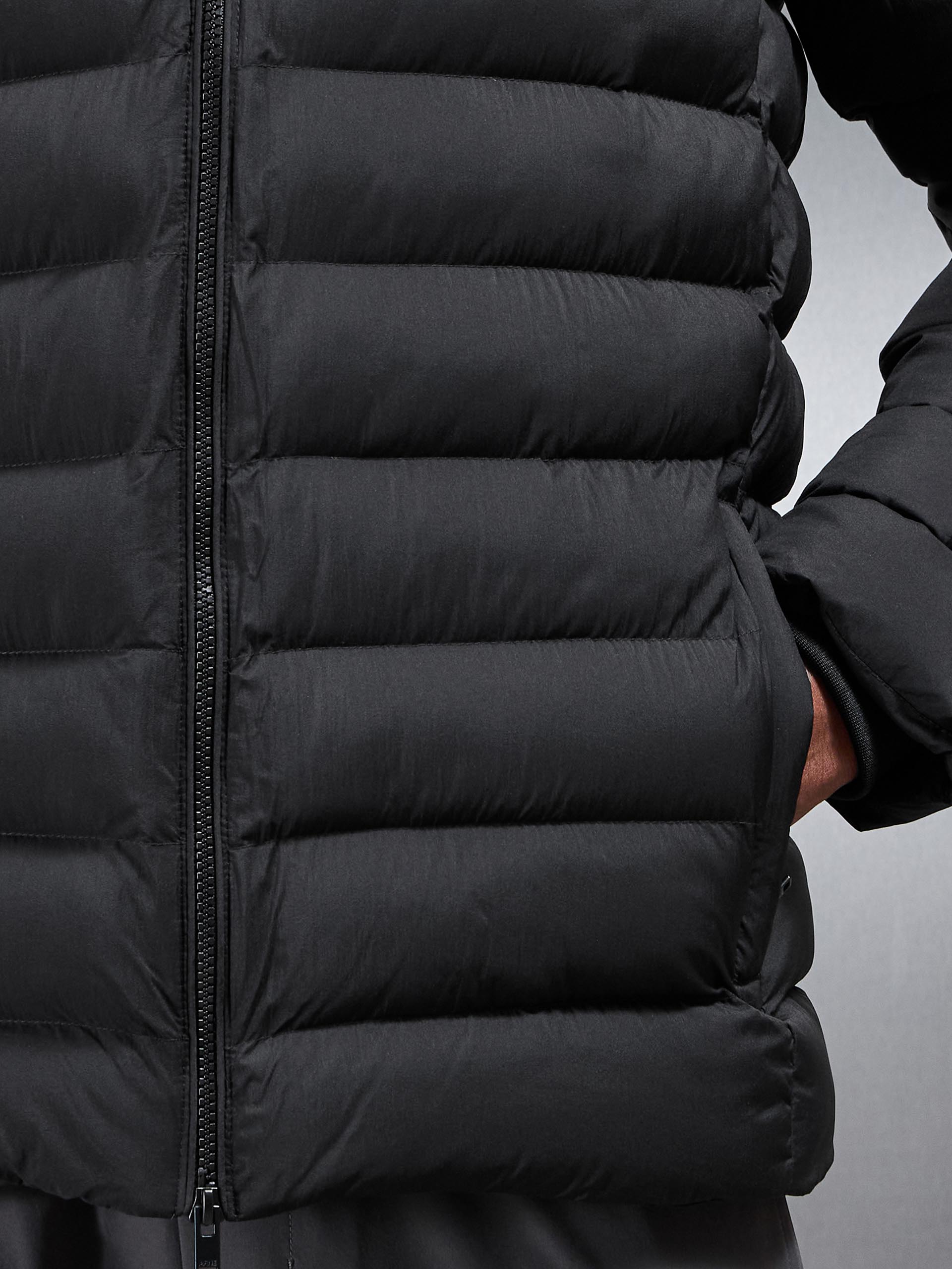 Technical Short Puffer Jacket in Black