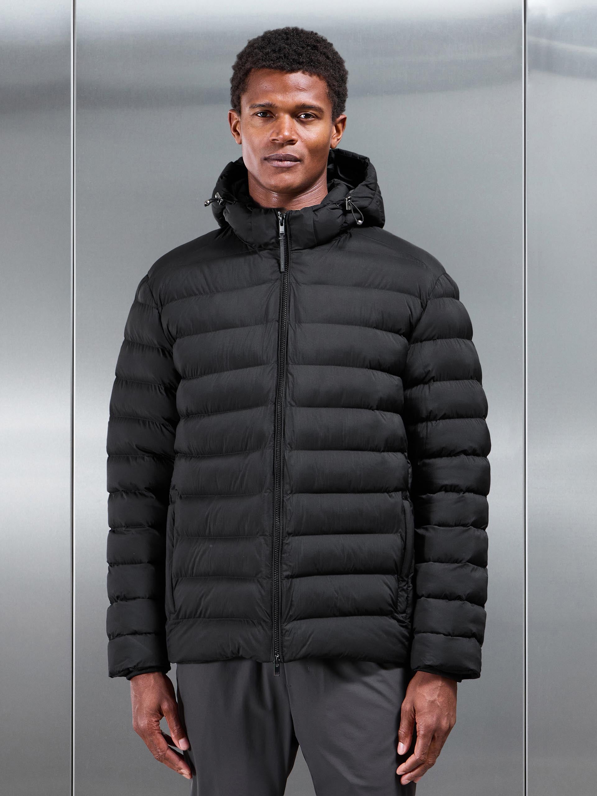 Technical Short Puffer Jacket in Black