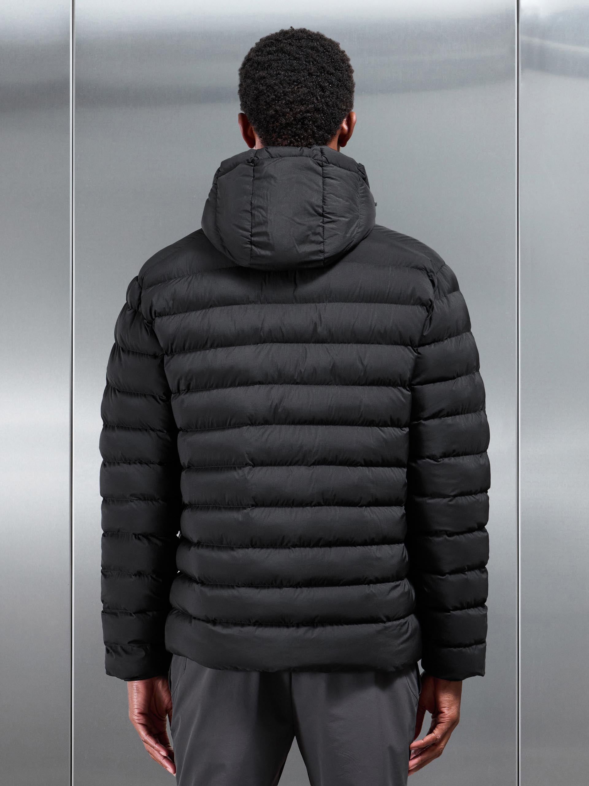 Technical Short Puffer Jacket in Black