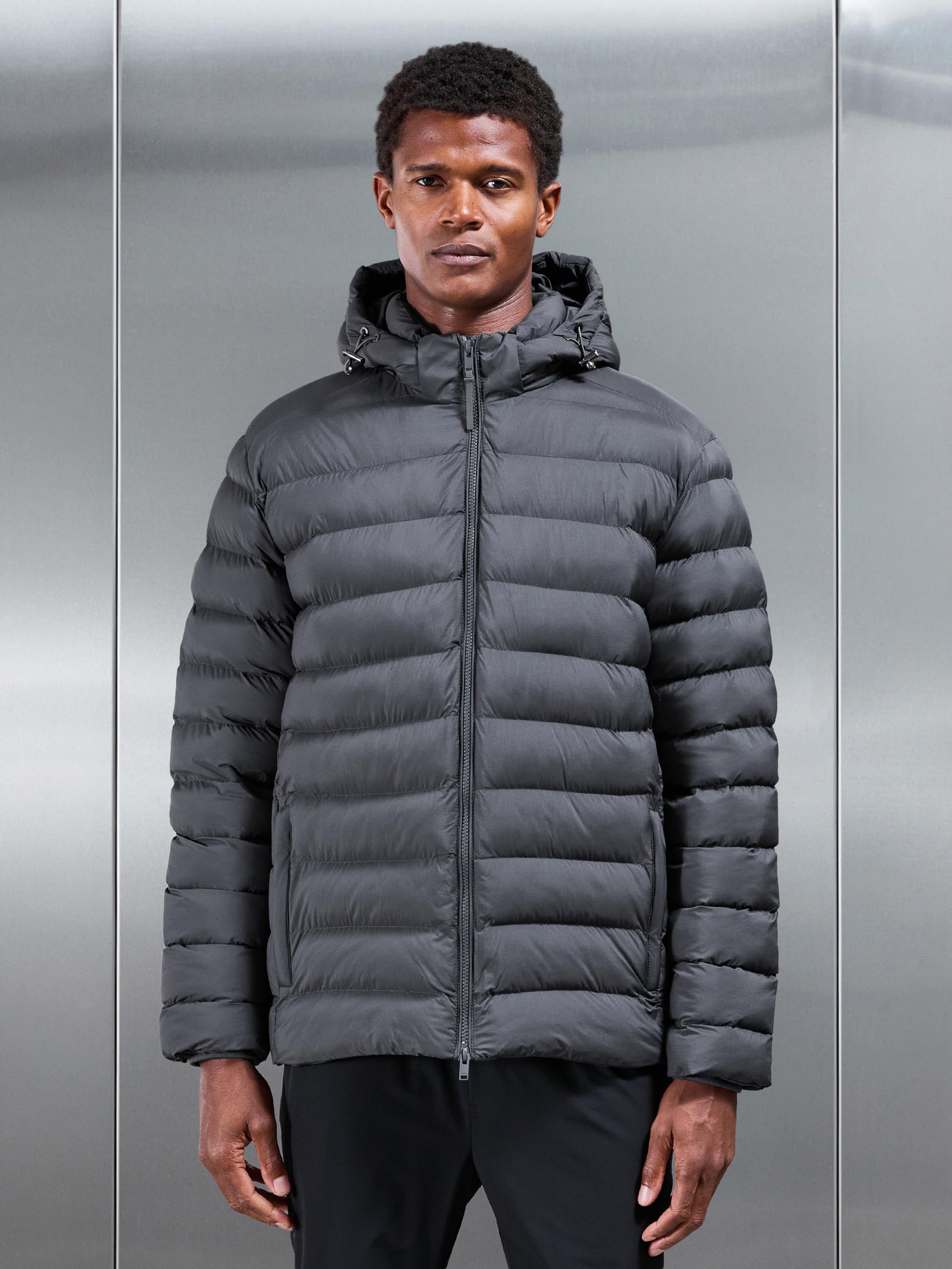 Technical Short Puffer Jacket in Grey