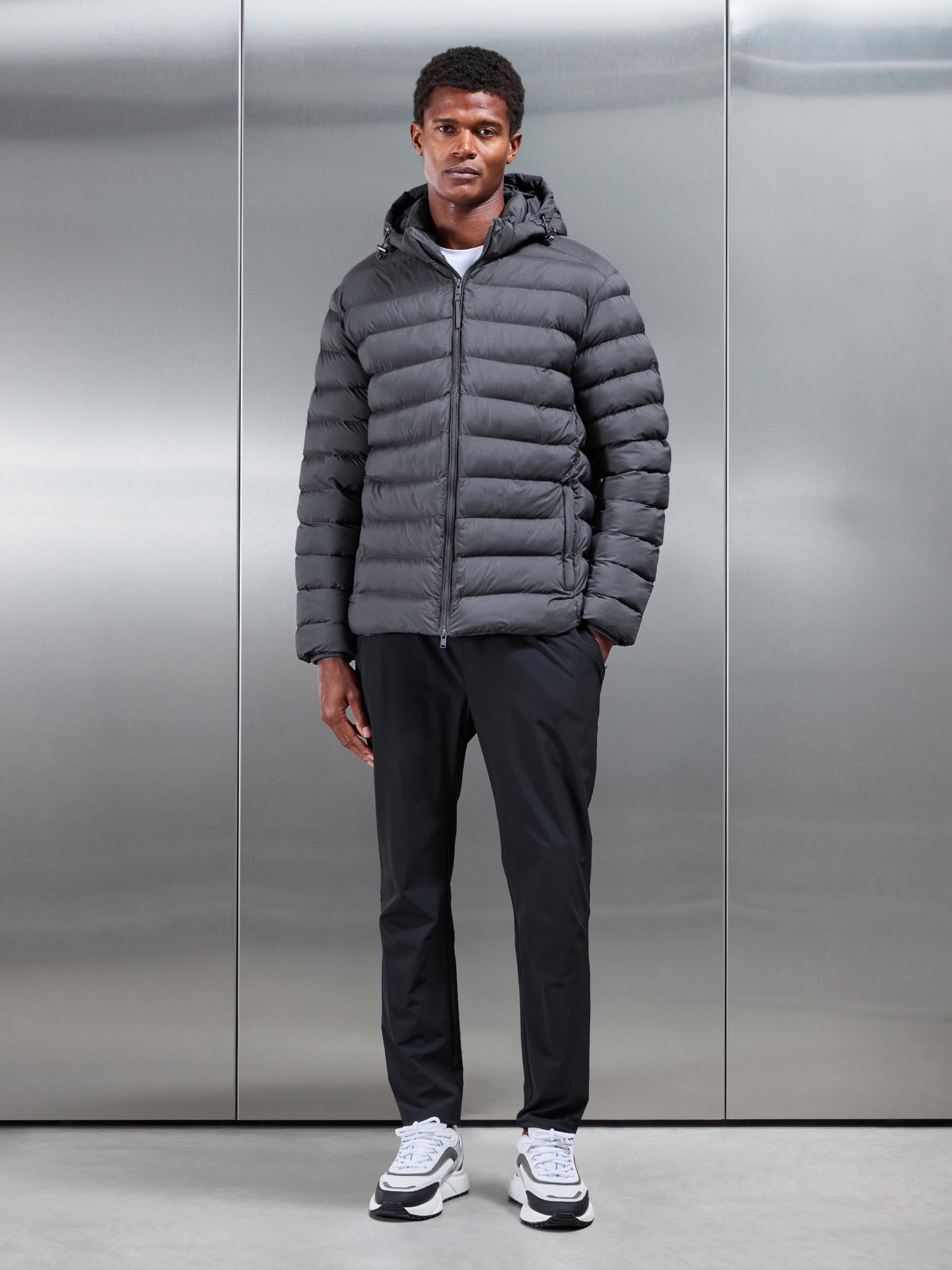 Technical Short Puffer Jacket in Grey