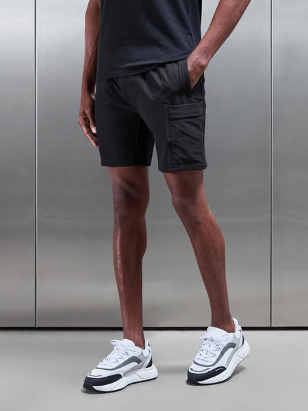 Technical Tailored Cargo Short in Black