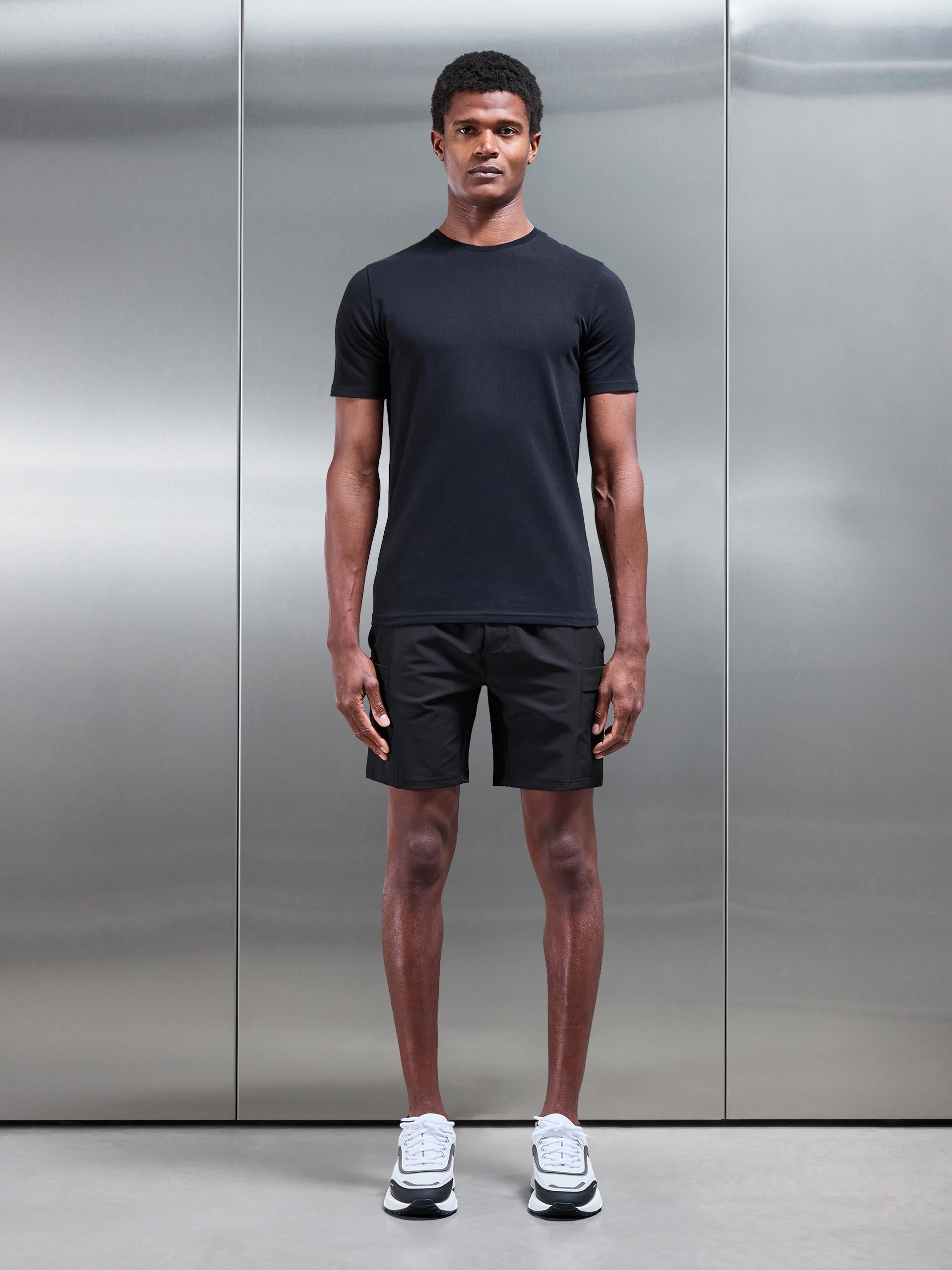 Technical Tailored Cargo Short in Black