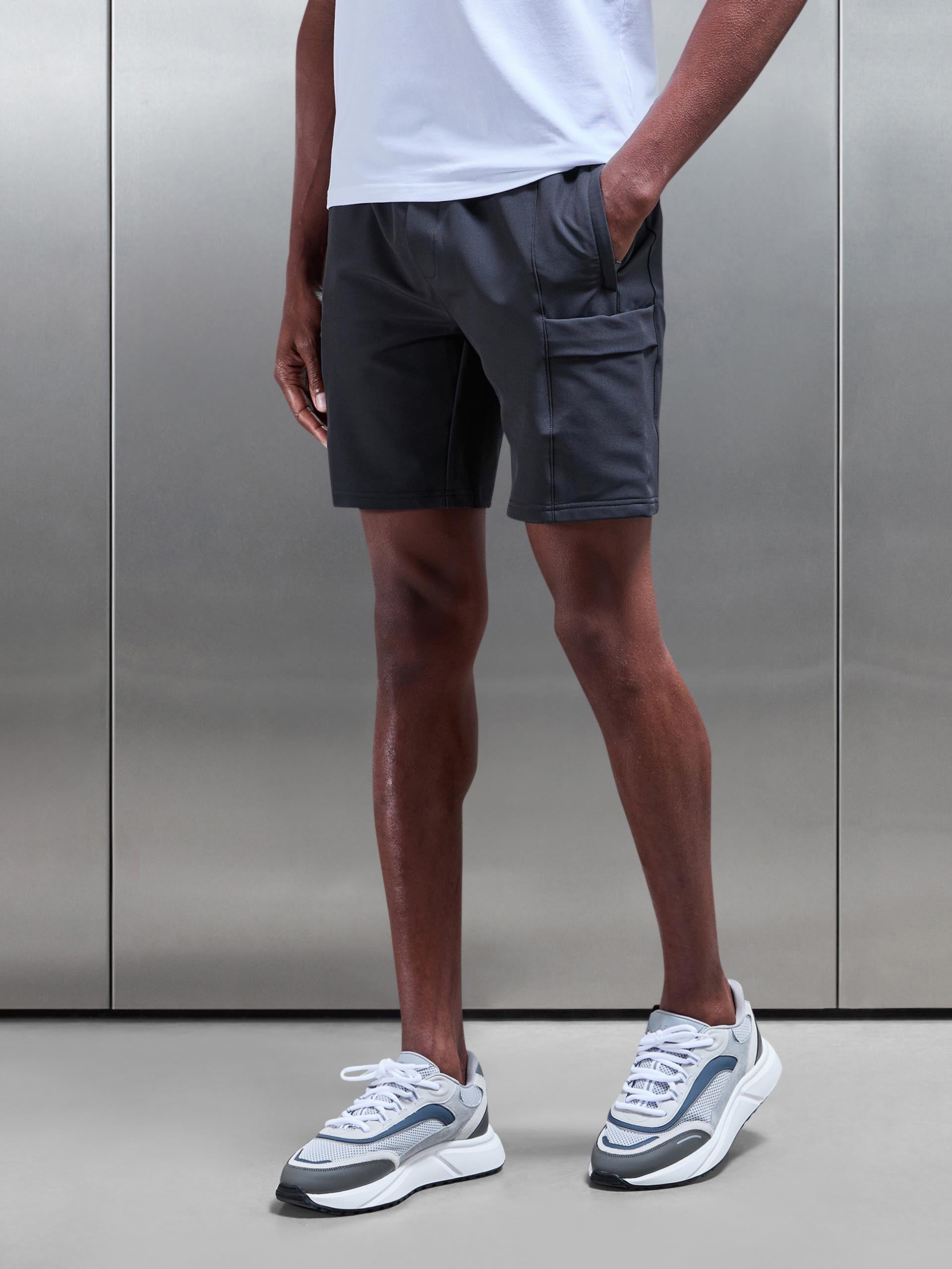 Technical Tailored Cargo Short in Grey