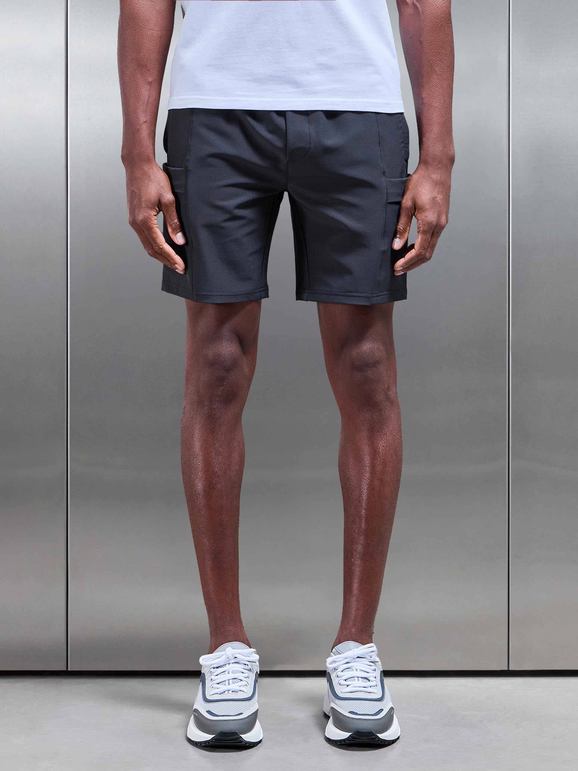 Technical Tailored Cargo Short in Grey
