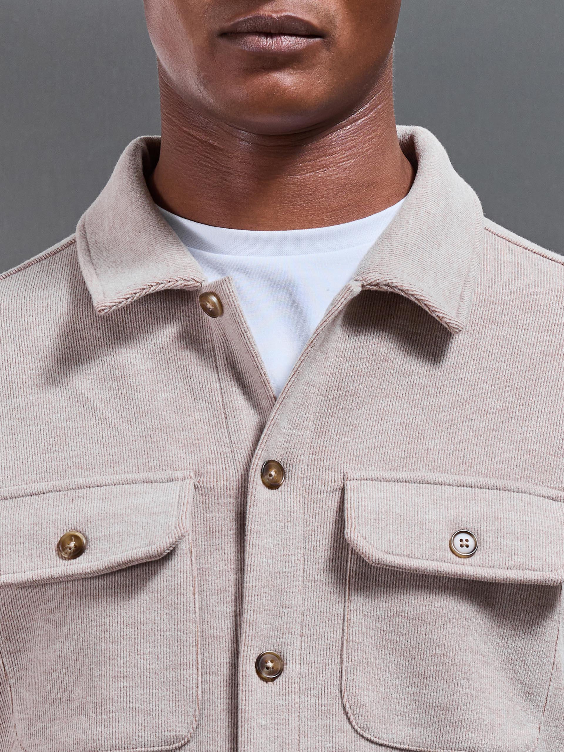 Textured Knitted Overshirt in Taupe