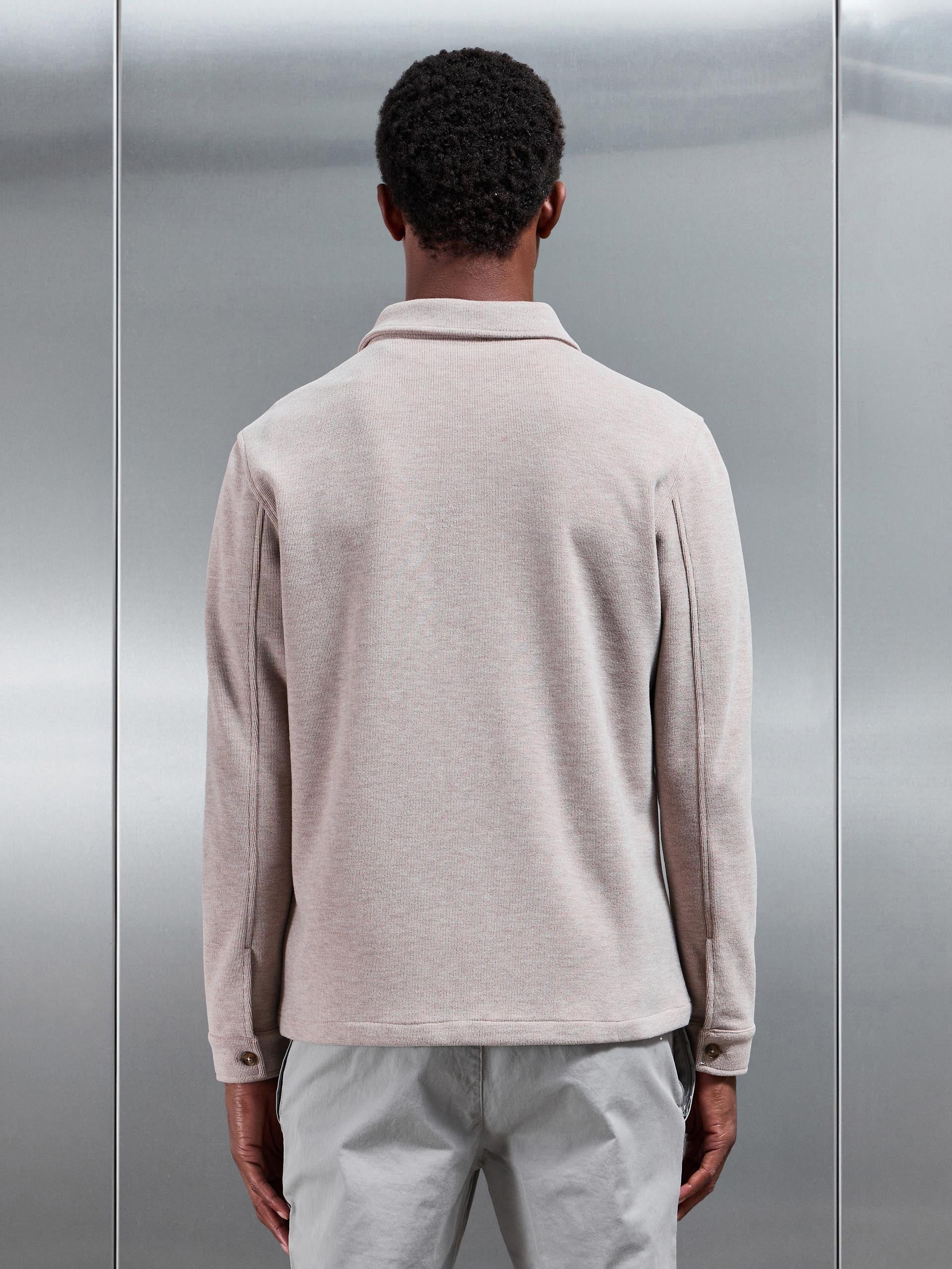 Textured Knitted Overshirt in Taupe
