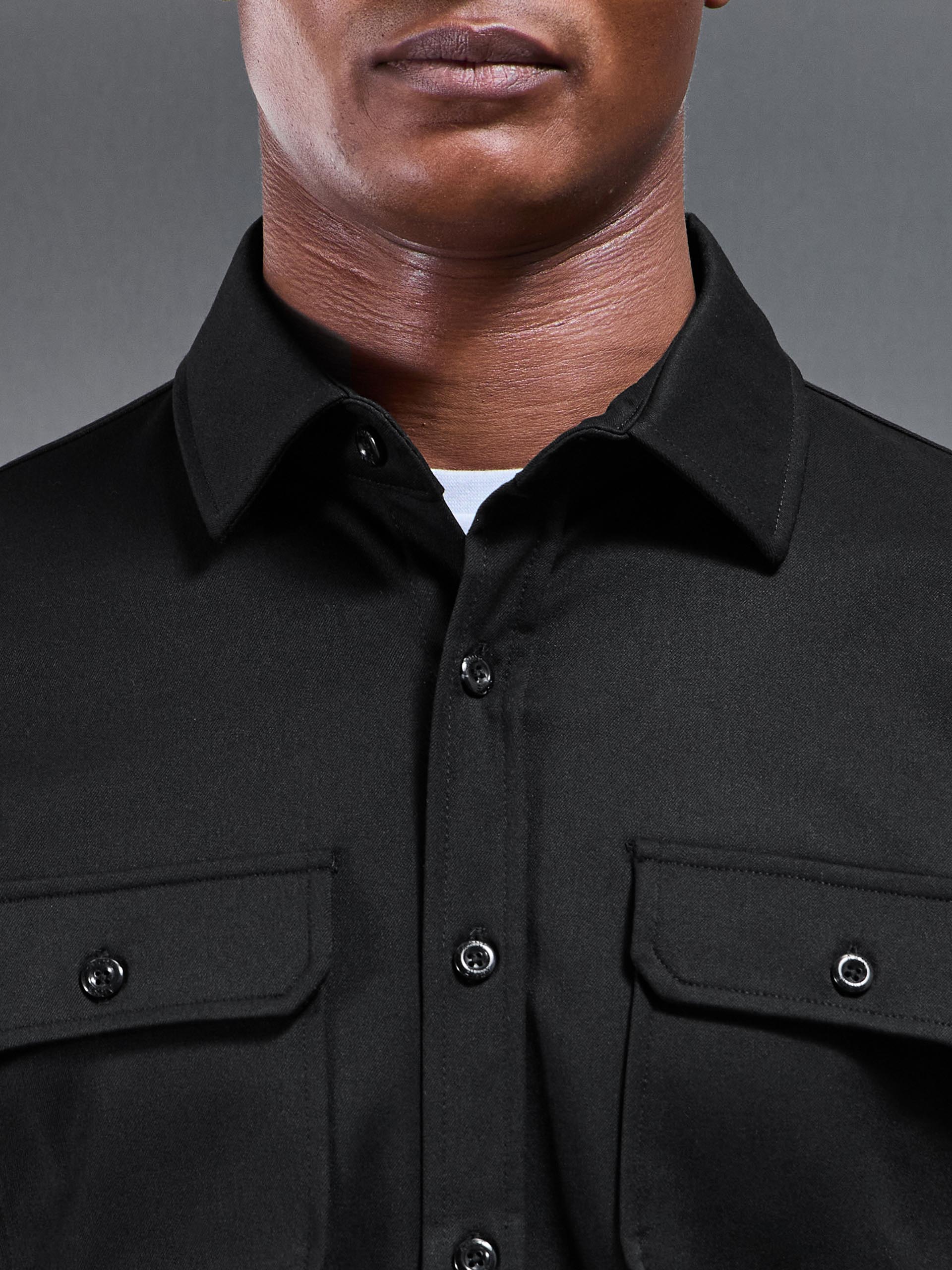 Textured Overshirt in Black