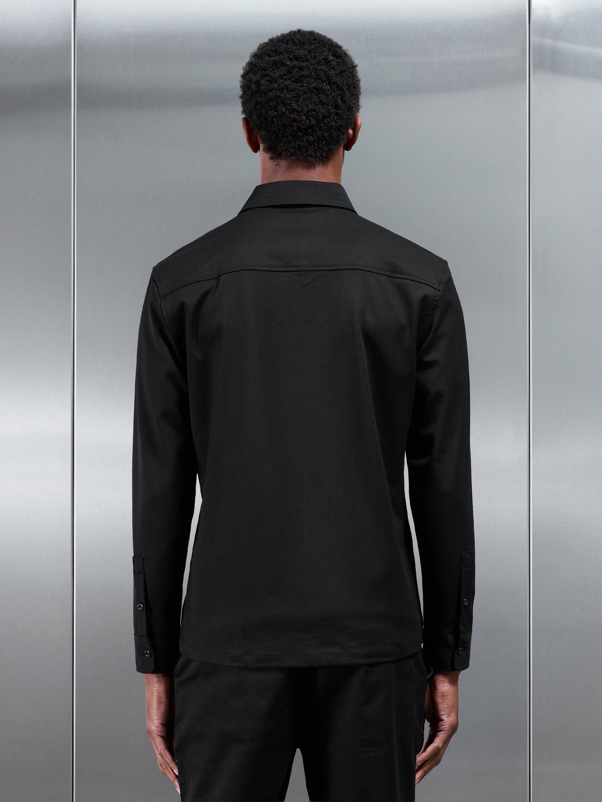 Textured Overshirt in Black