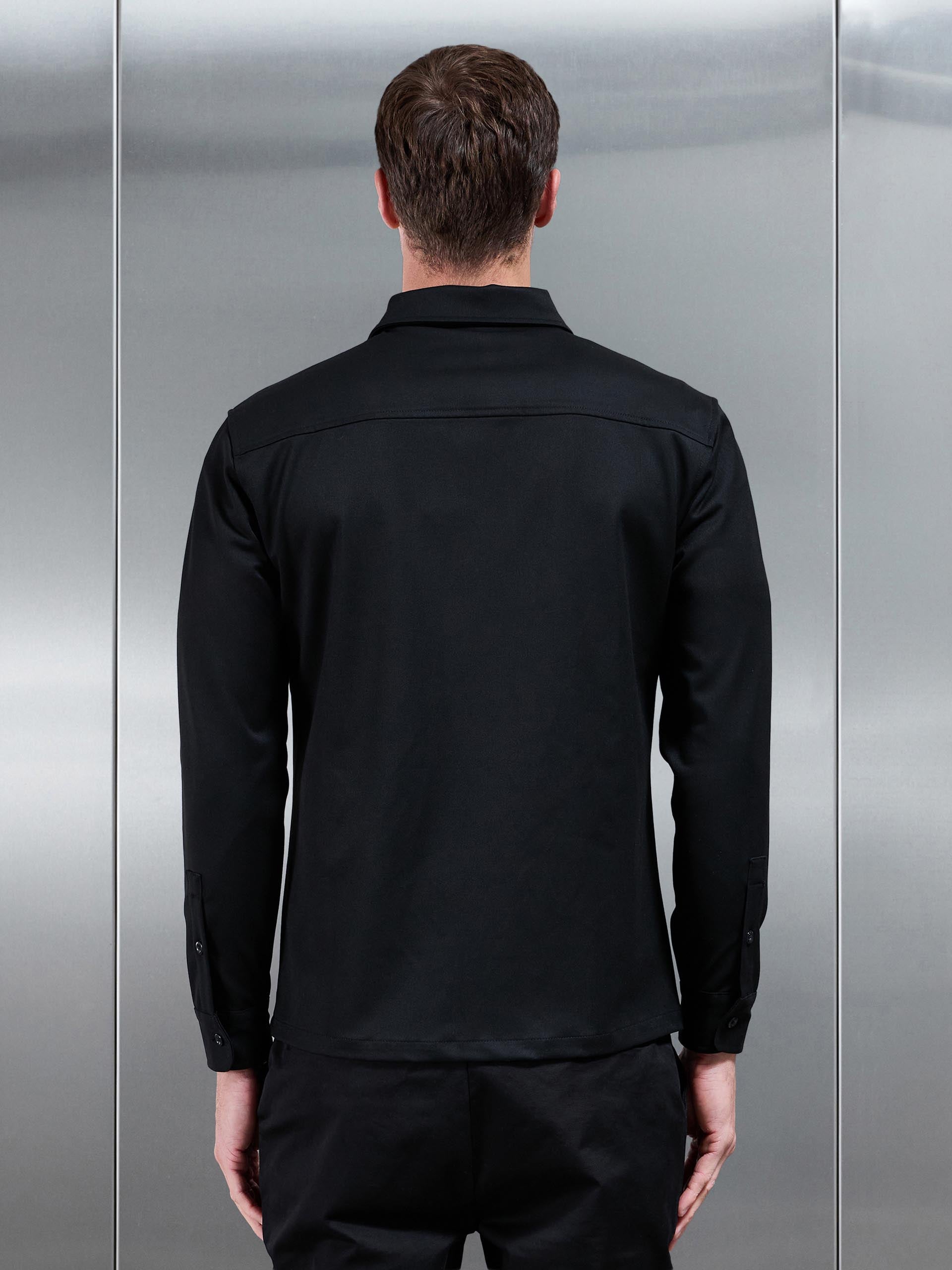 Textured Overshirt in Black