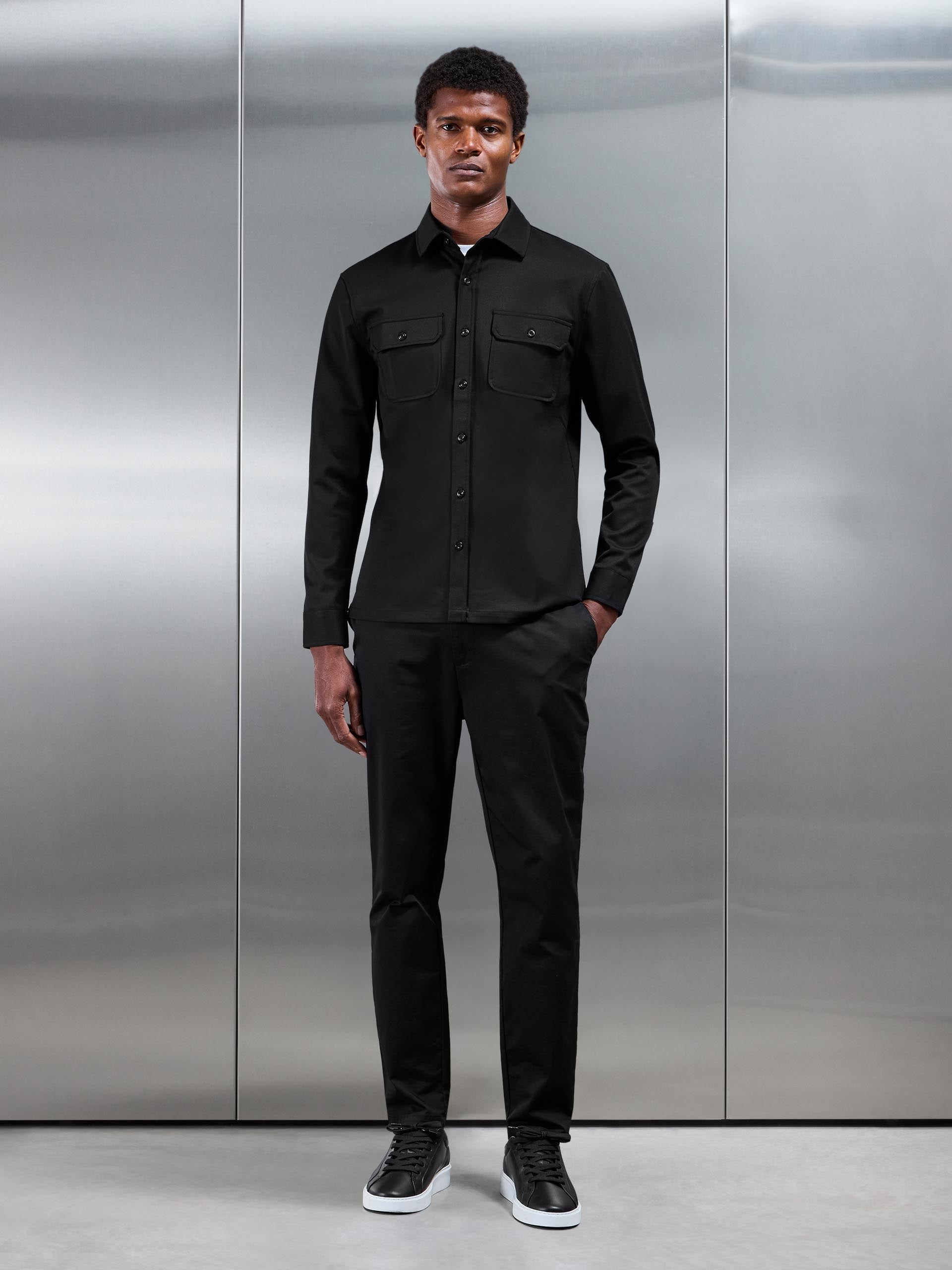 Textured Overshirt in Black