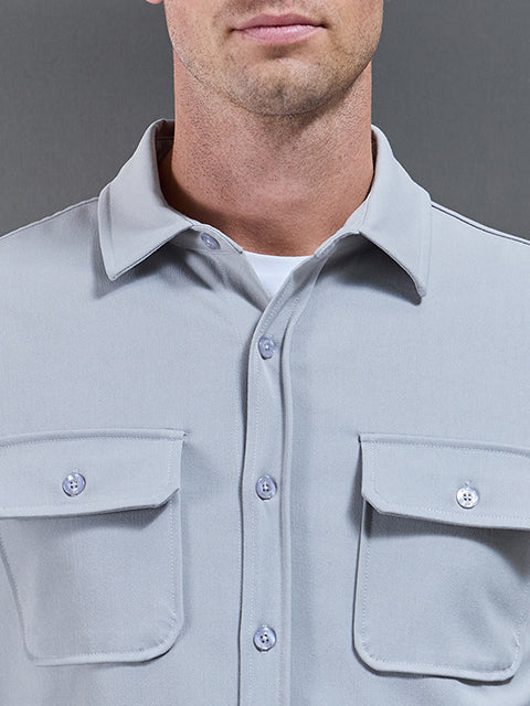 Textured Overshirt in Mid Grey