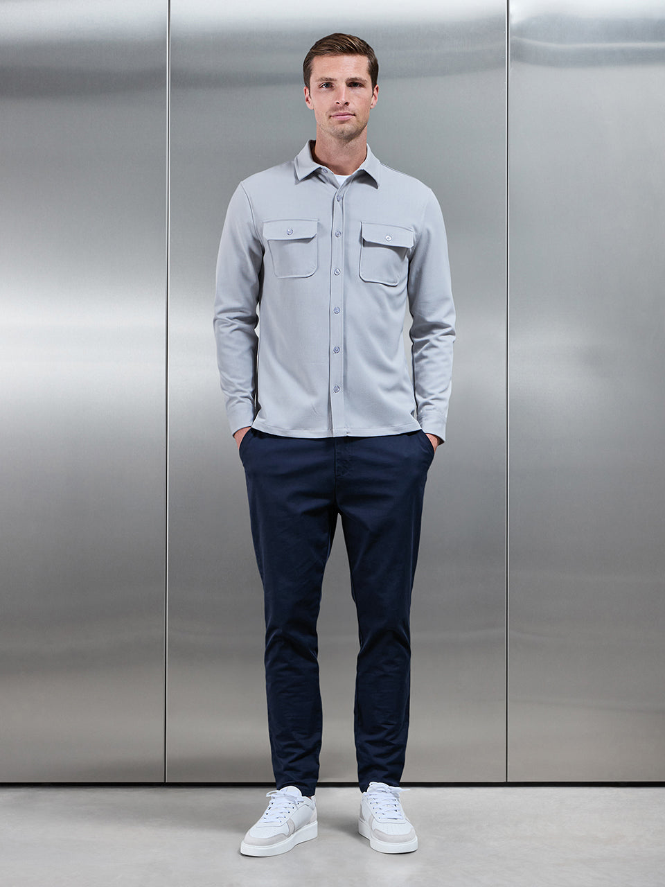 Textured Overshirt in Mid Grey