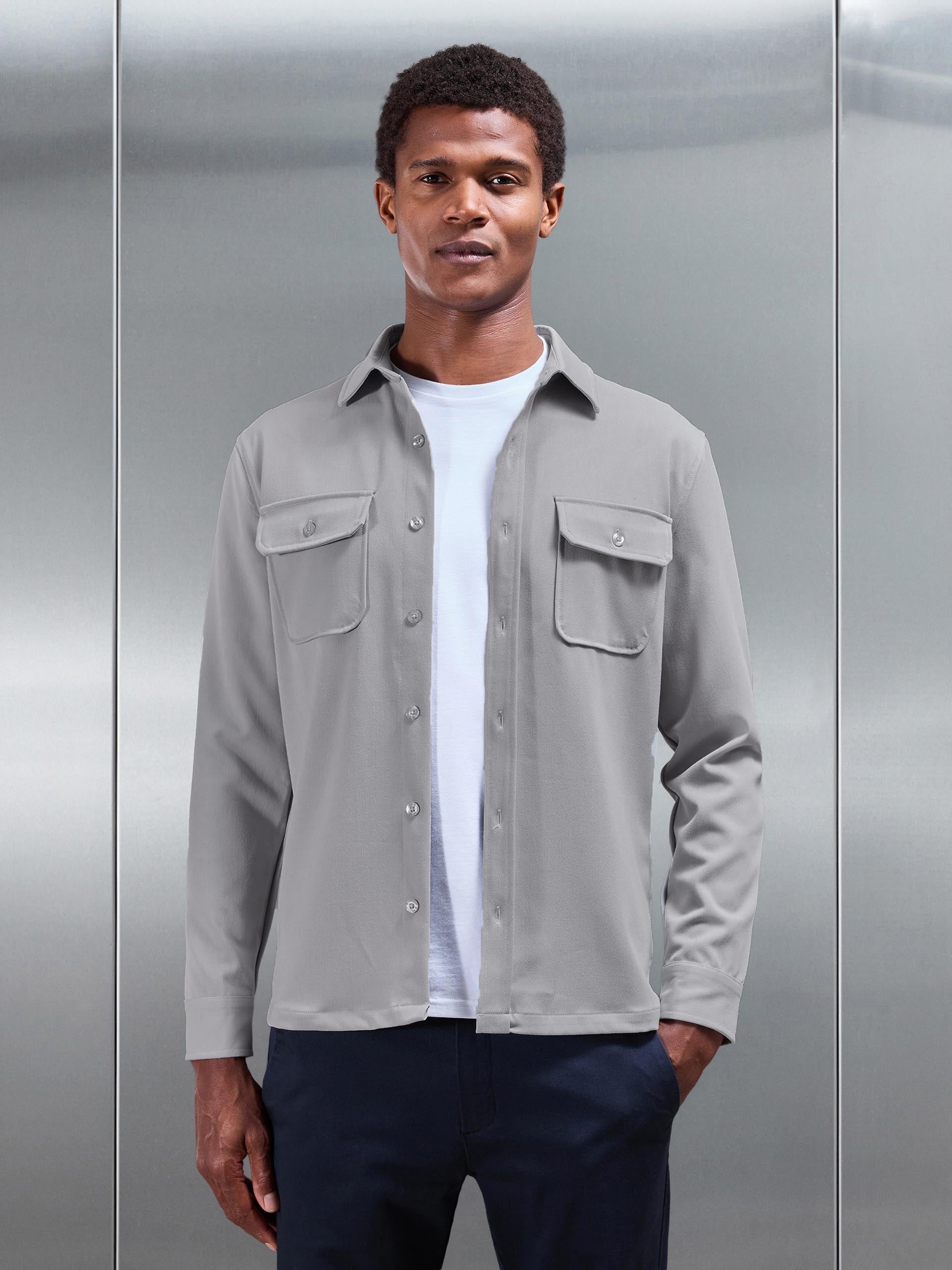 Textured Overshirt in Mid Grey
