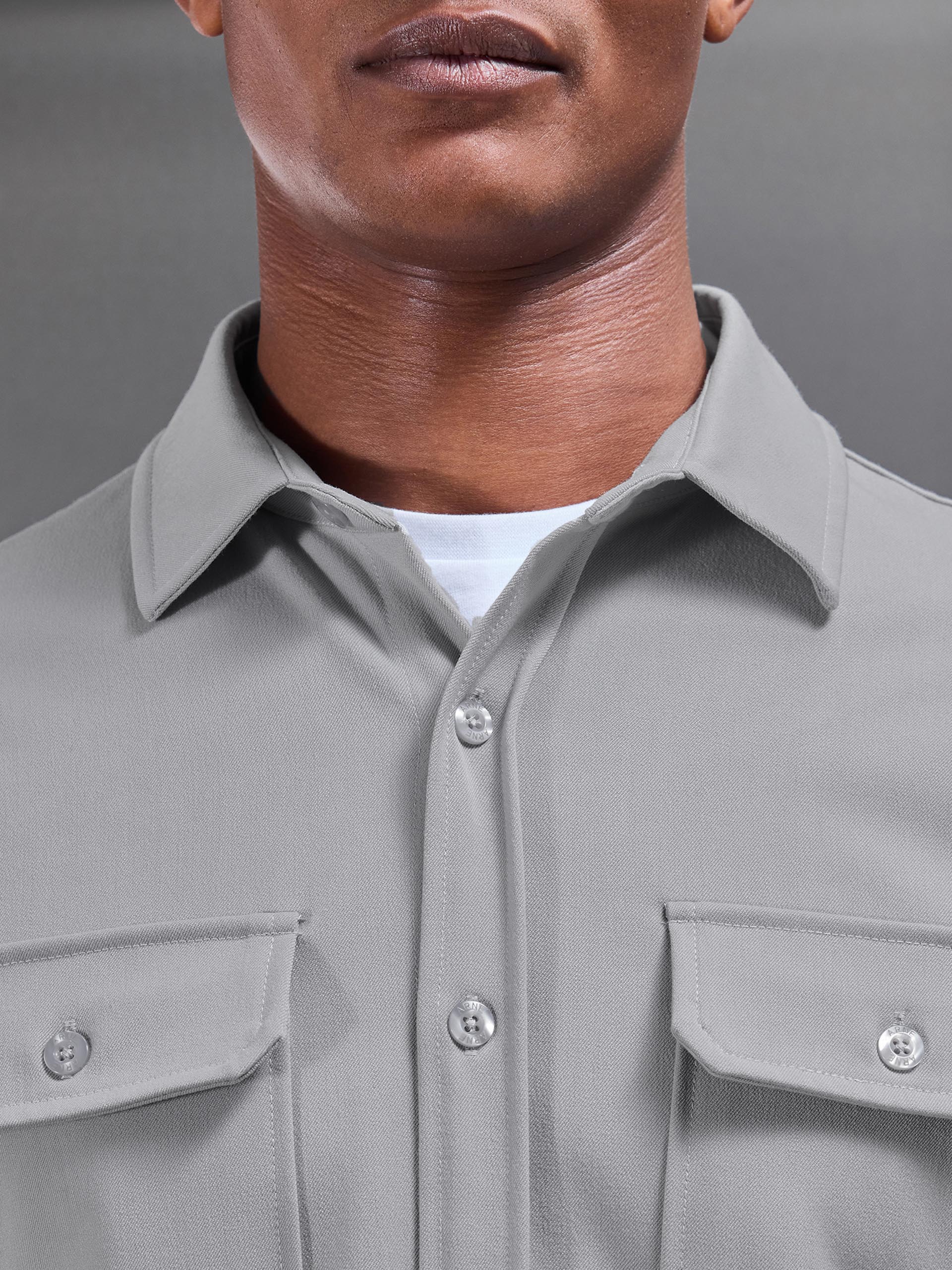 Textured Overshirt in Mid Grey