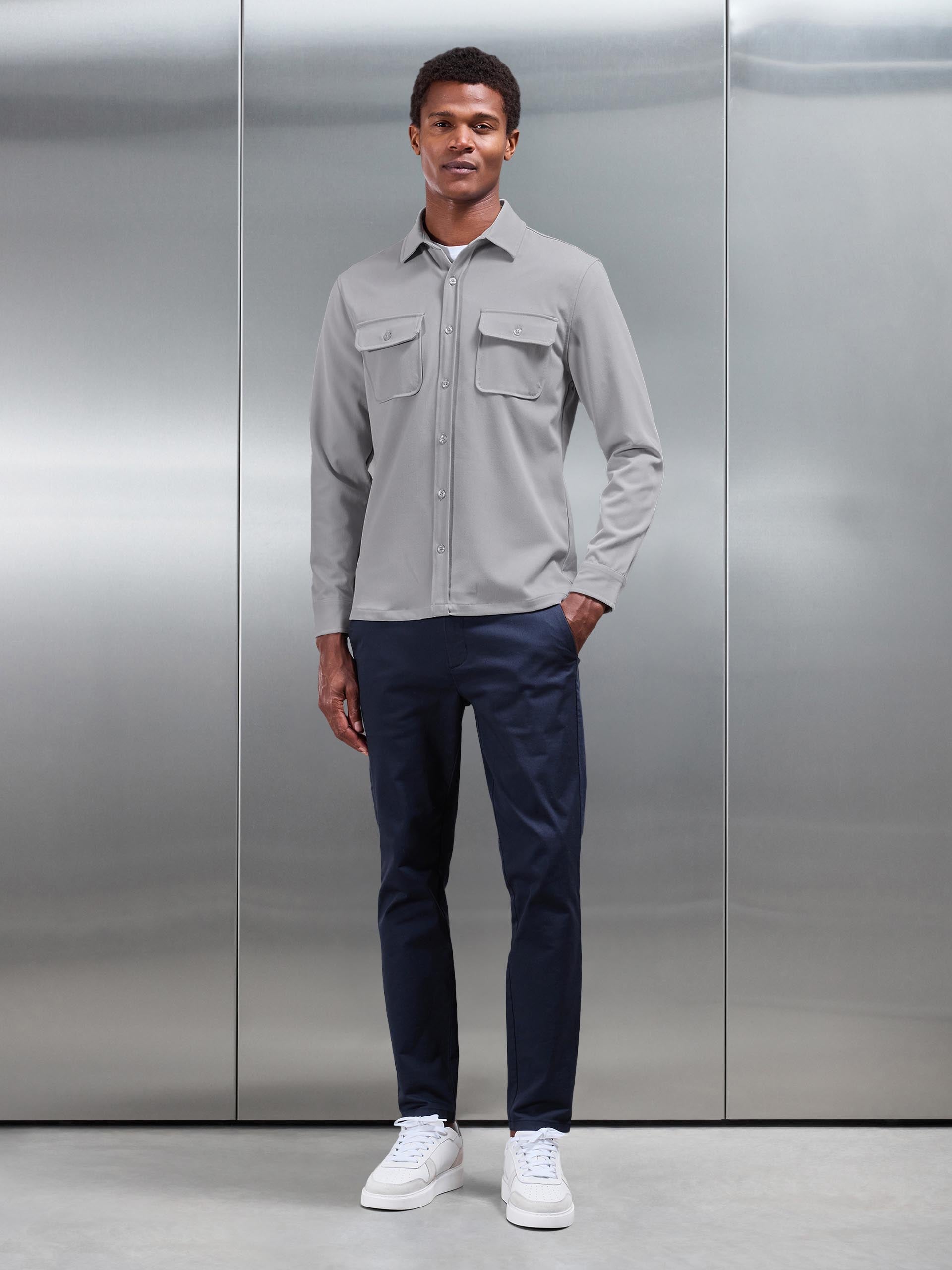 Textured Overshirt in Mid Grey