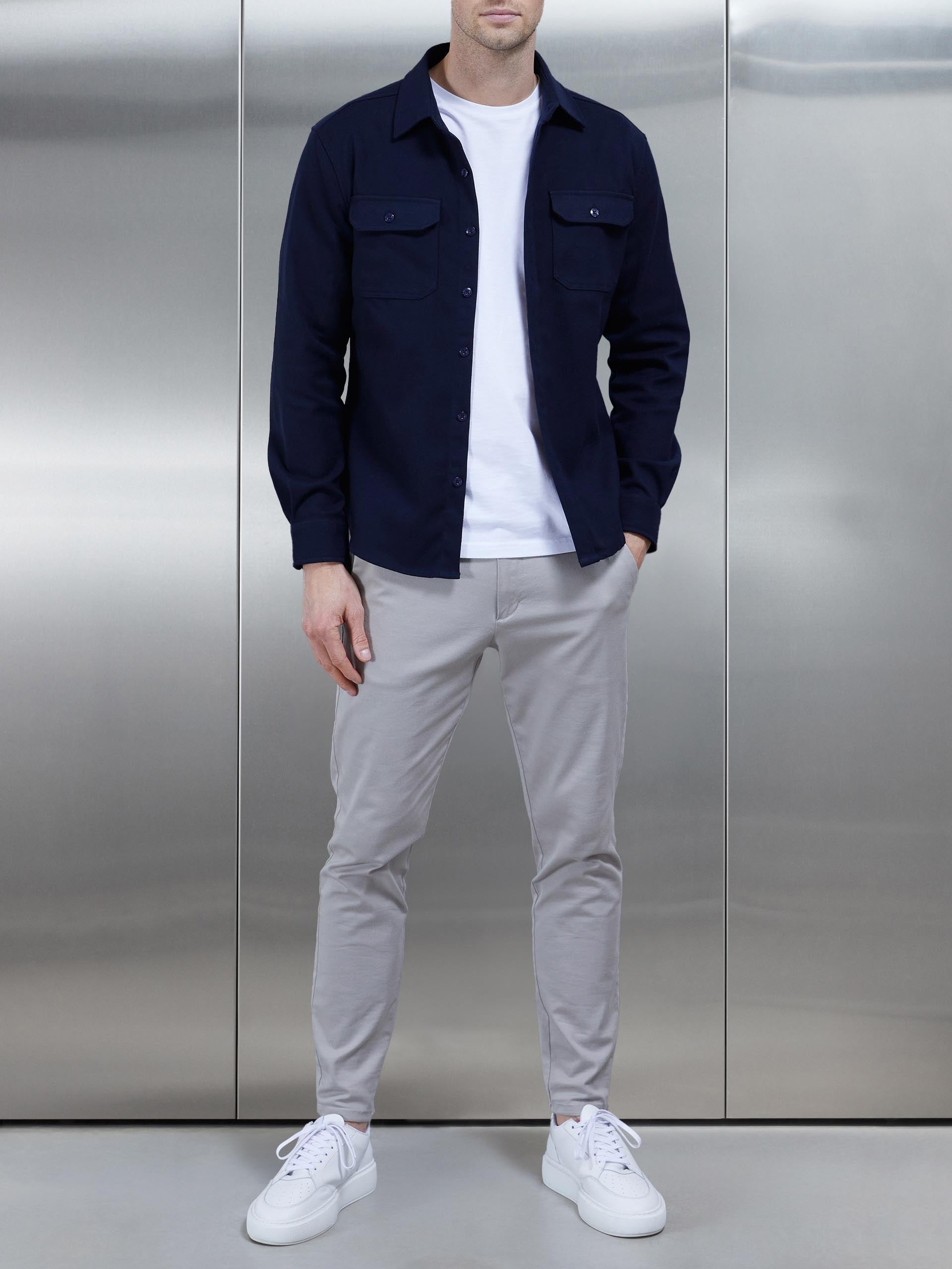 Smart Textured Overshirt in Navy