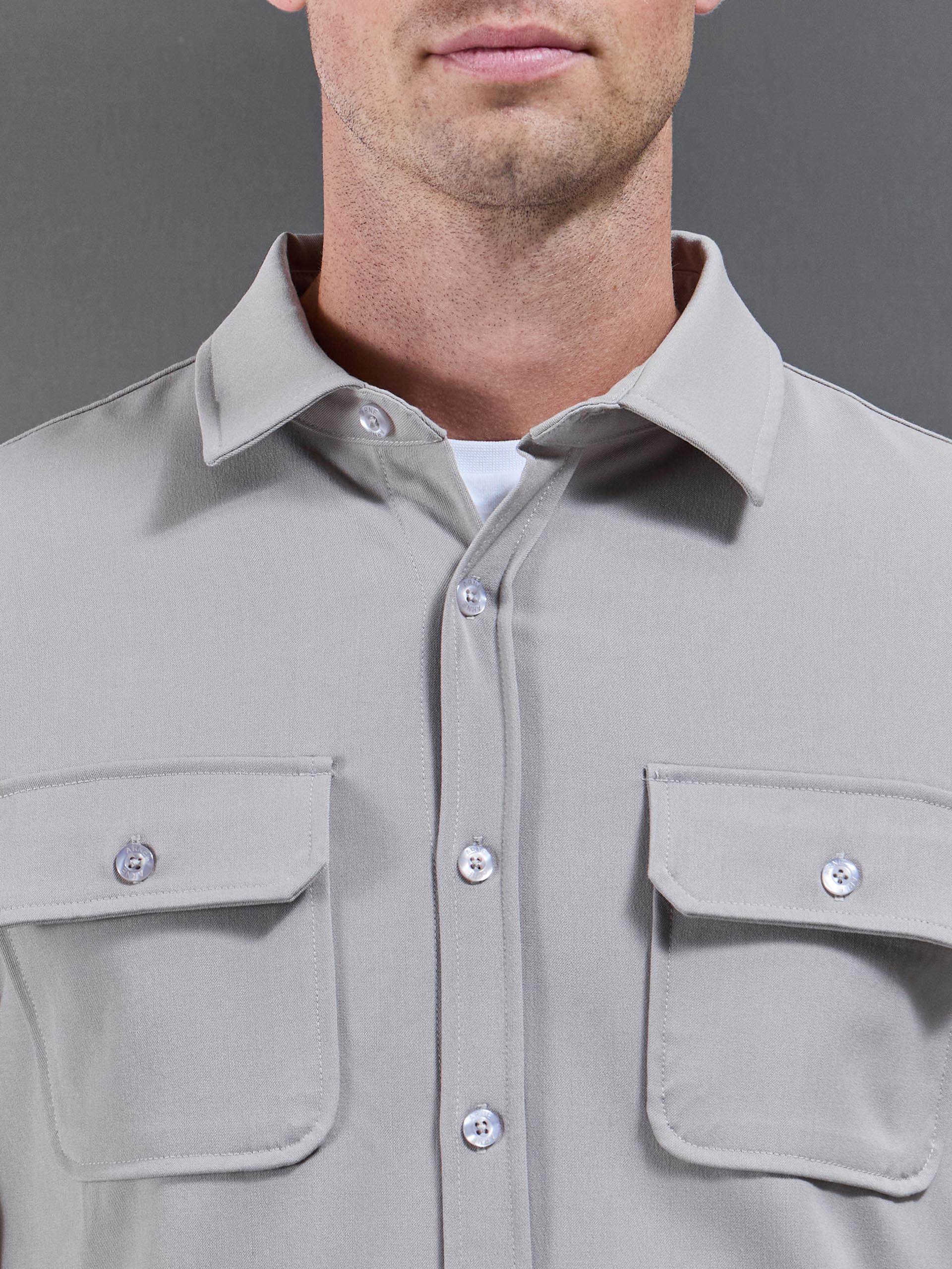 Textured Overshirt in Stone
