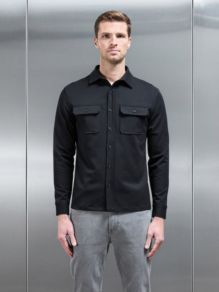 Textured Overshirt in Black