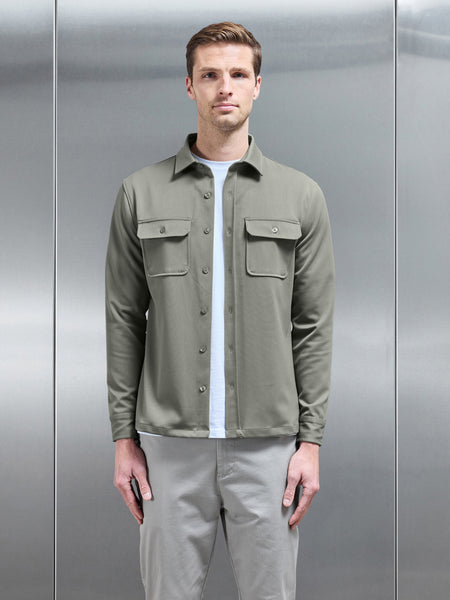 Textured Overshirt in Olive