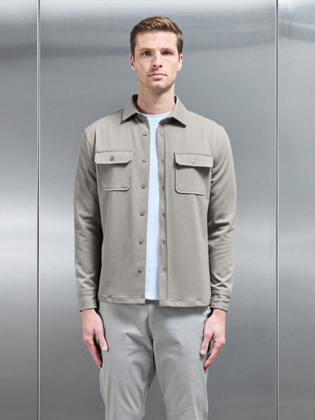 Textured Overshirt in Taupe