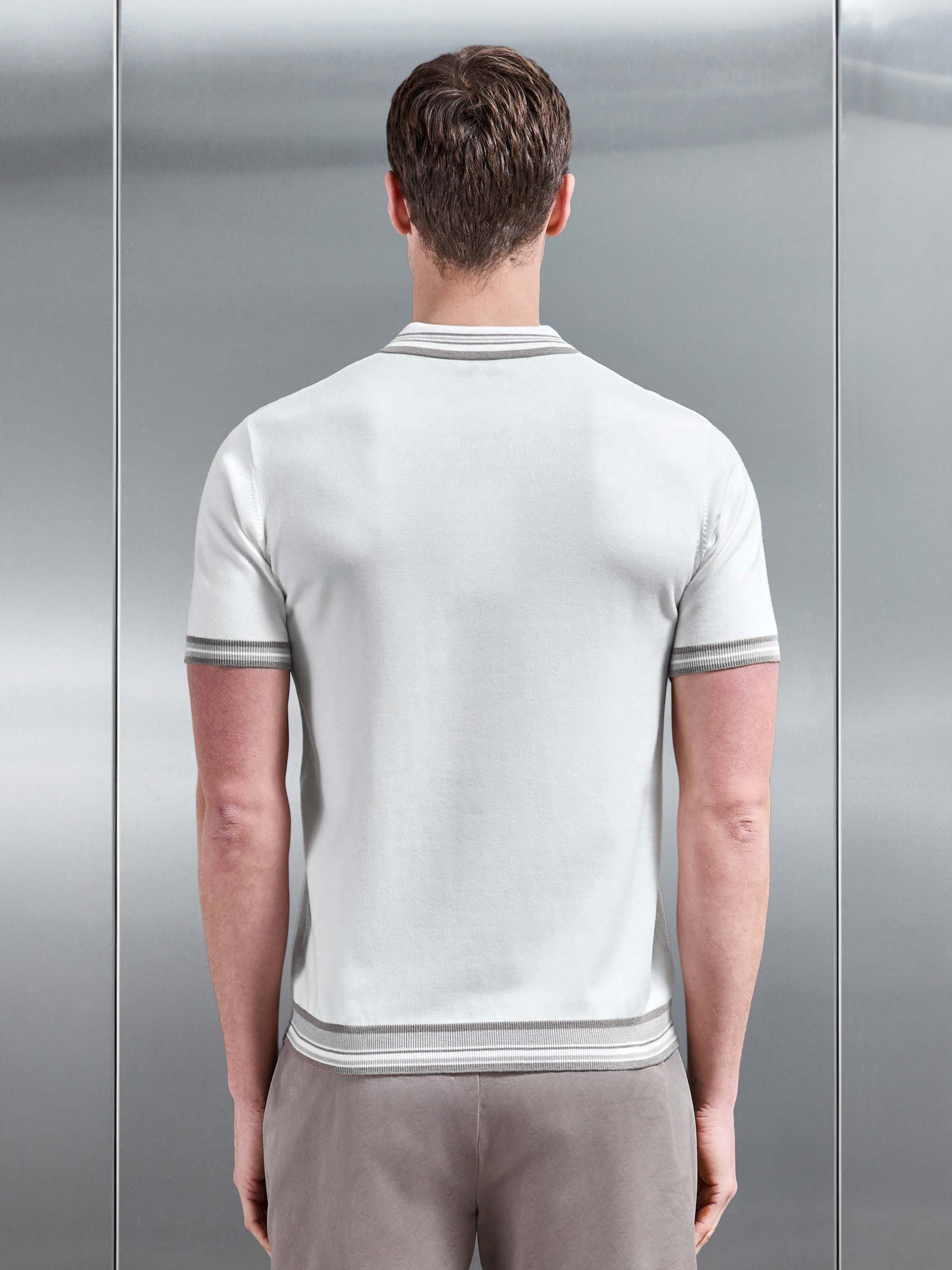 Tipped Knitted Polo Shirt in White