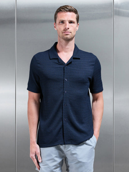 To The Beach Revere Collar Shirt in Navy