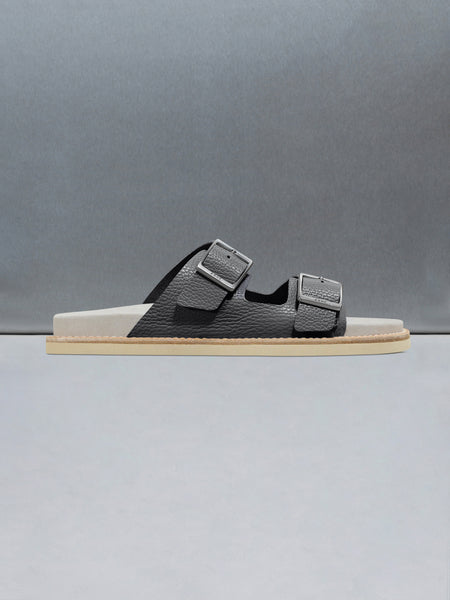 Tumbled Leather Sandal in Charcoal