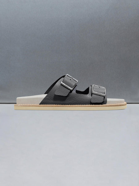 Tumbled Leather Sandal in Charcoal