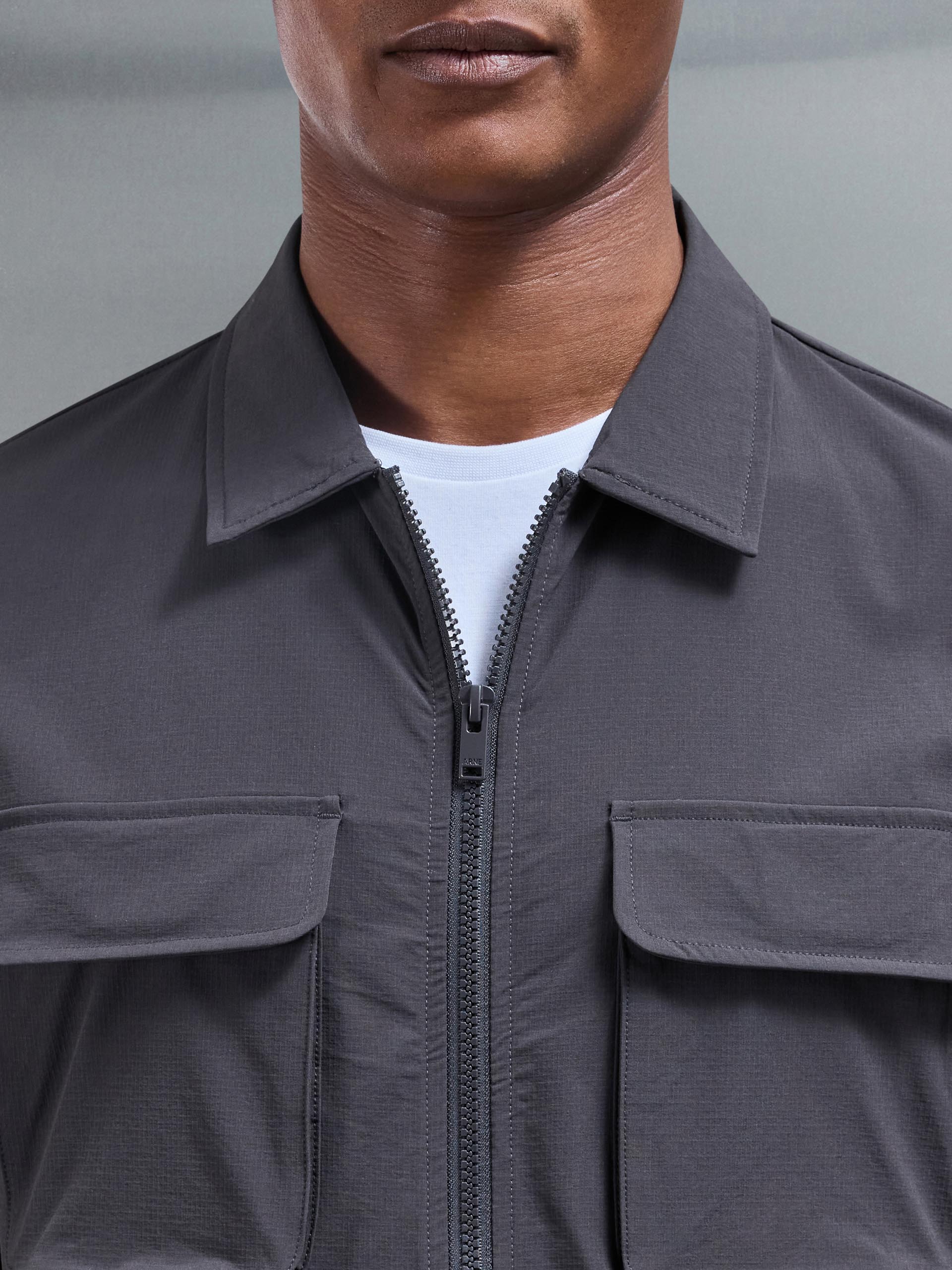 Utility Cargo Overshirt in Grey