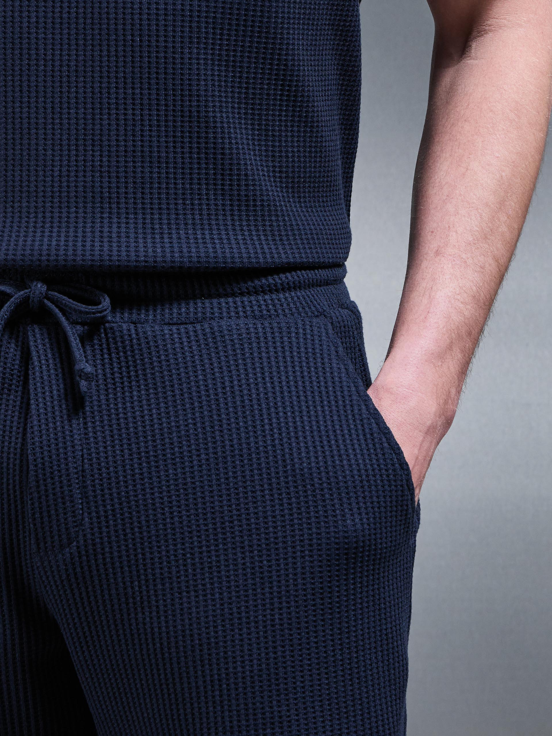 Waffle Relaxed Short in Navy