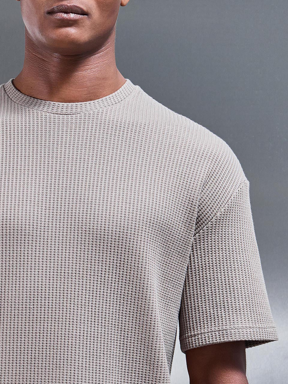 Waffle Relaxed T-Shirt in Taupe