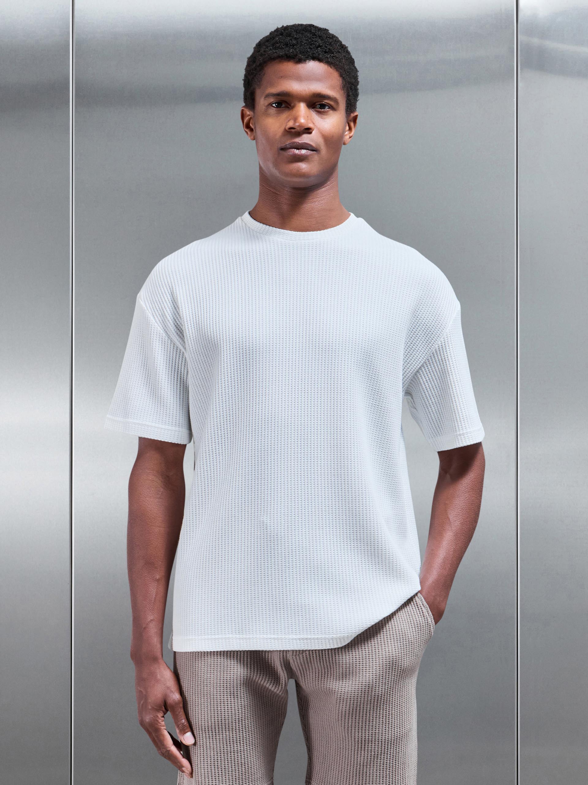 Waffle Relaxed T-Shirt in White