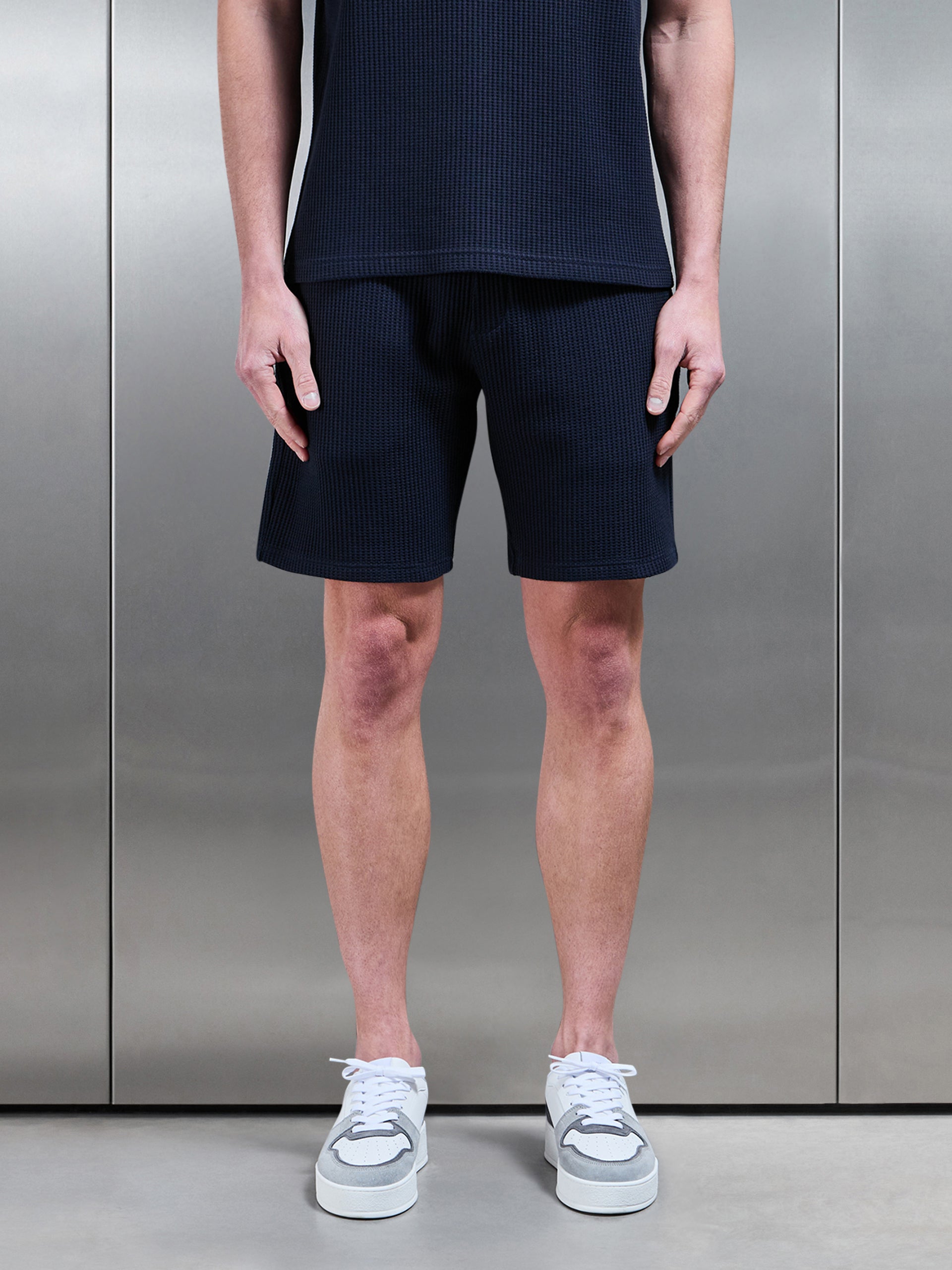 Waffle Relaxed Short in Navy
