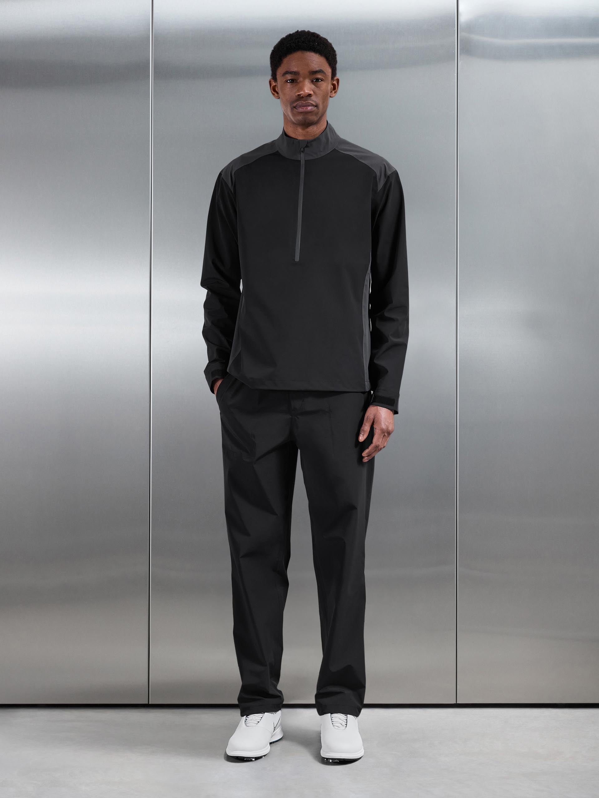 Waterproof Golf Colour Block Half Zip in Black