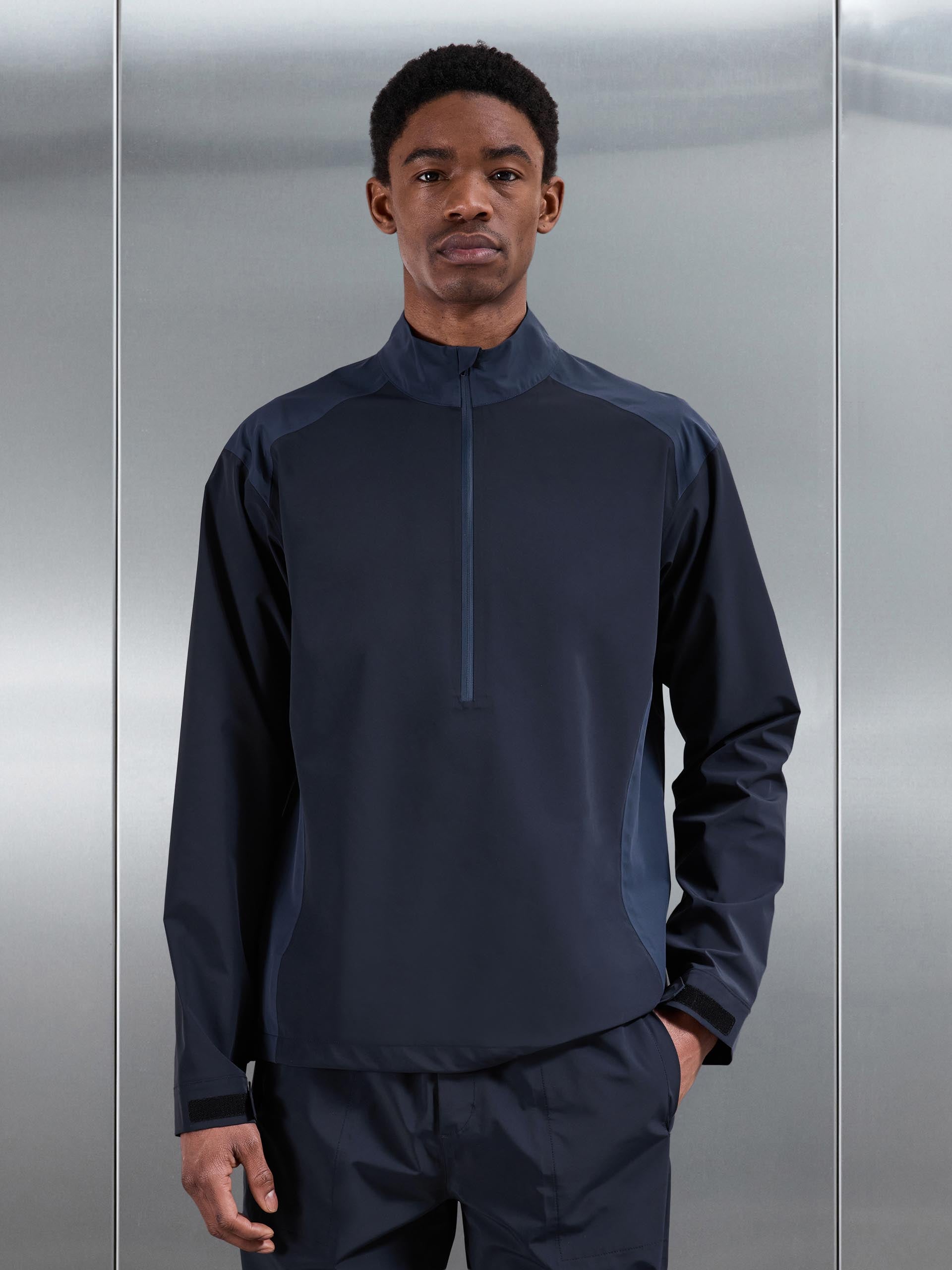 Waterproof Golf Colour Block Half Zip in Navy