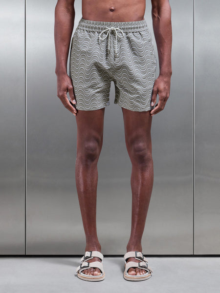 Wave Printed Swim in Stone