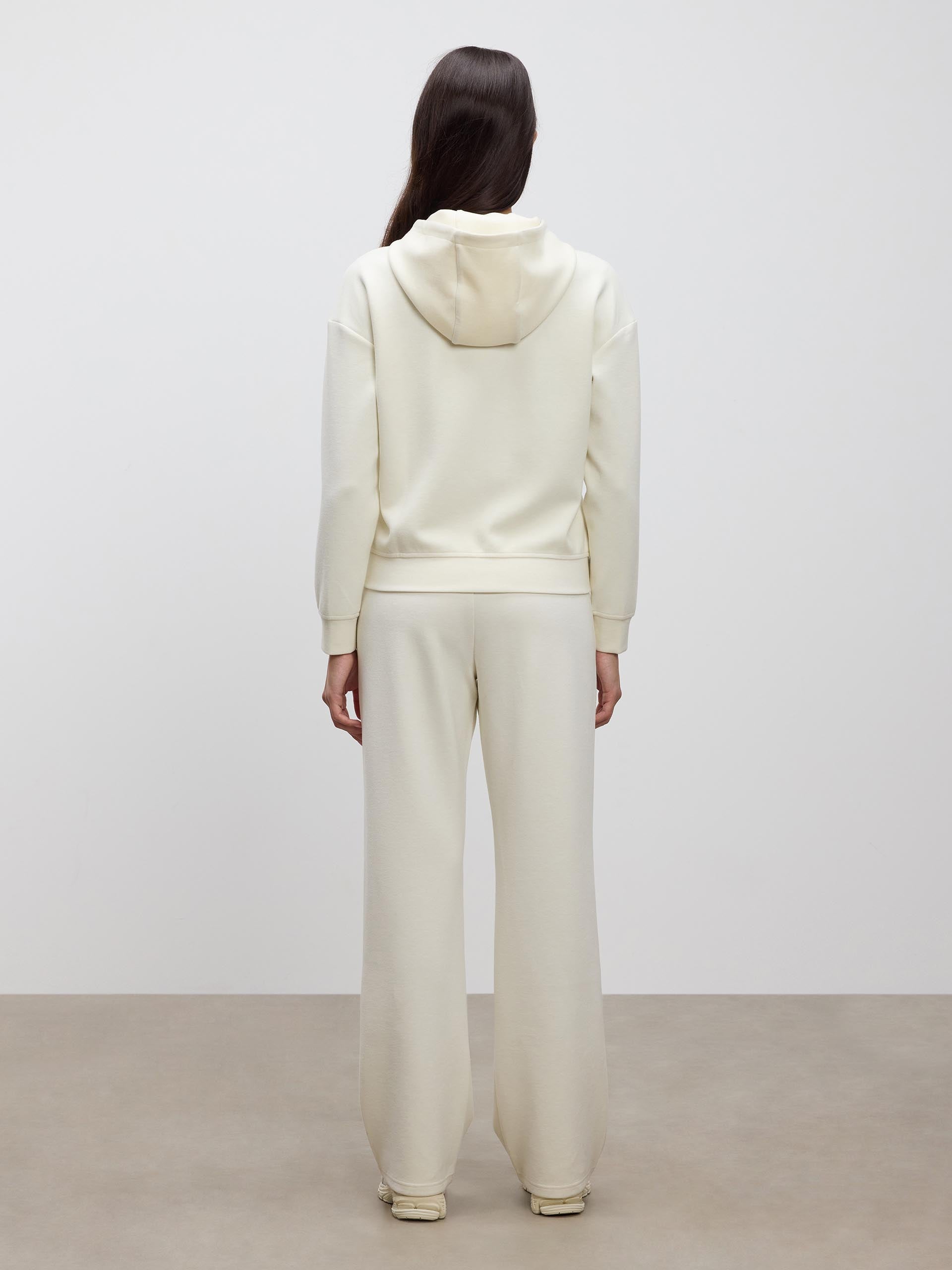 Womens Knitted Relaxed Zip Hoodie in Ecru