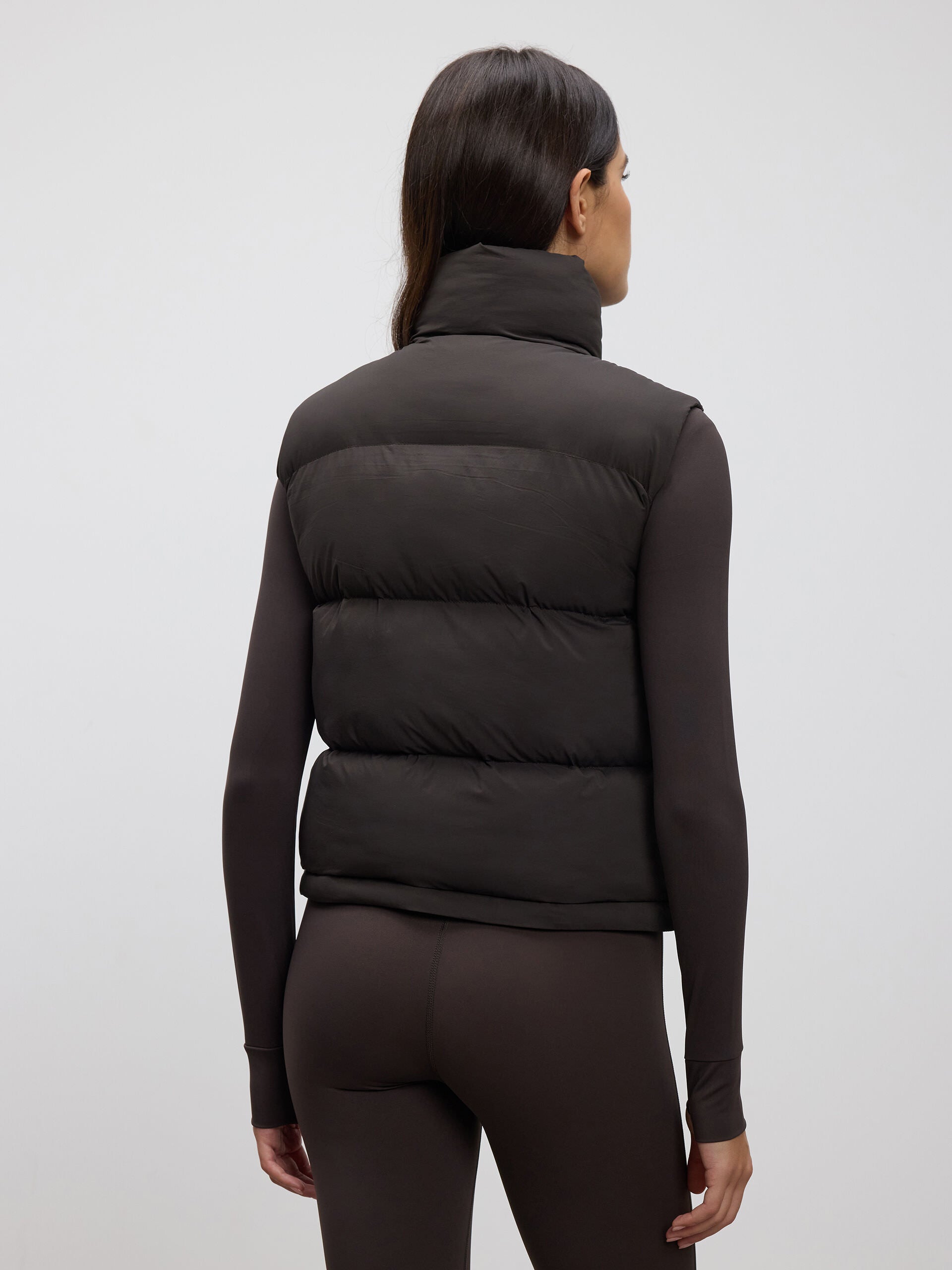 Womens Puffer Gilet in Brown