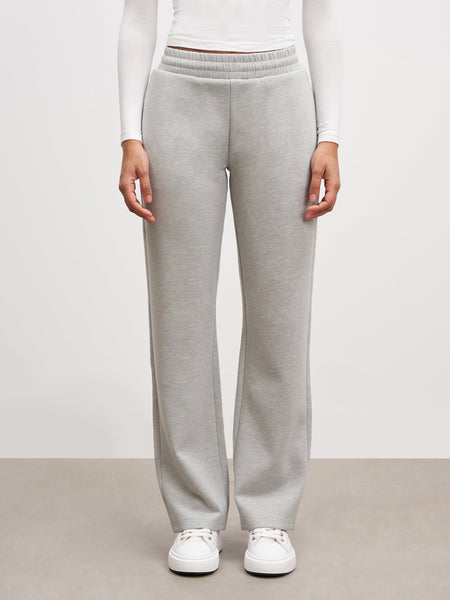 Womens Knitted Straight Leg Jogger in Marl Grey