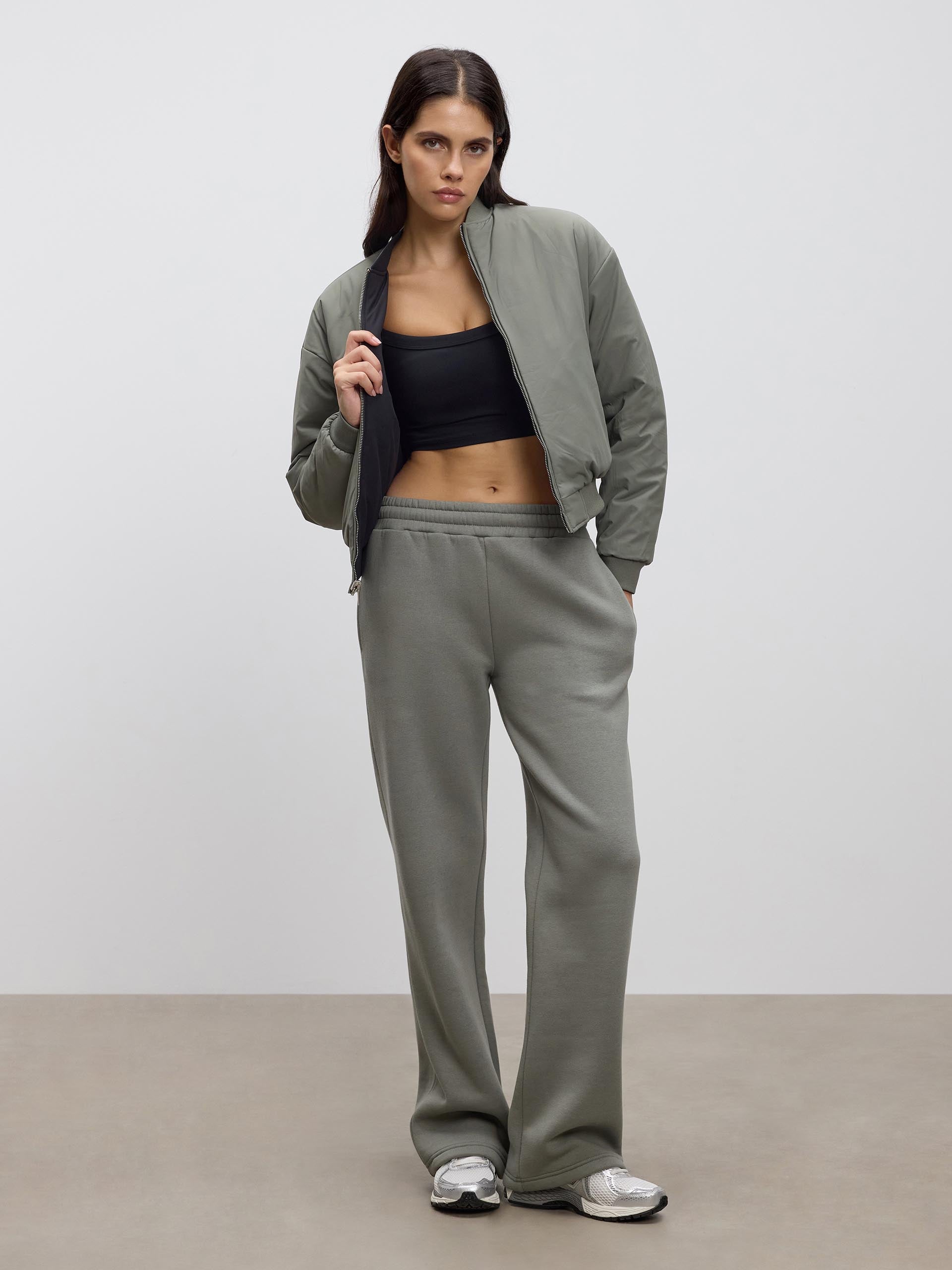 Womens Reversible Bomber Jacket in Black Sage