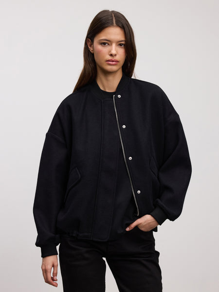 Womens Soft Knitted Bomber Jacket in Black