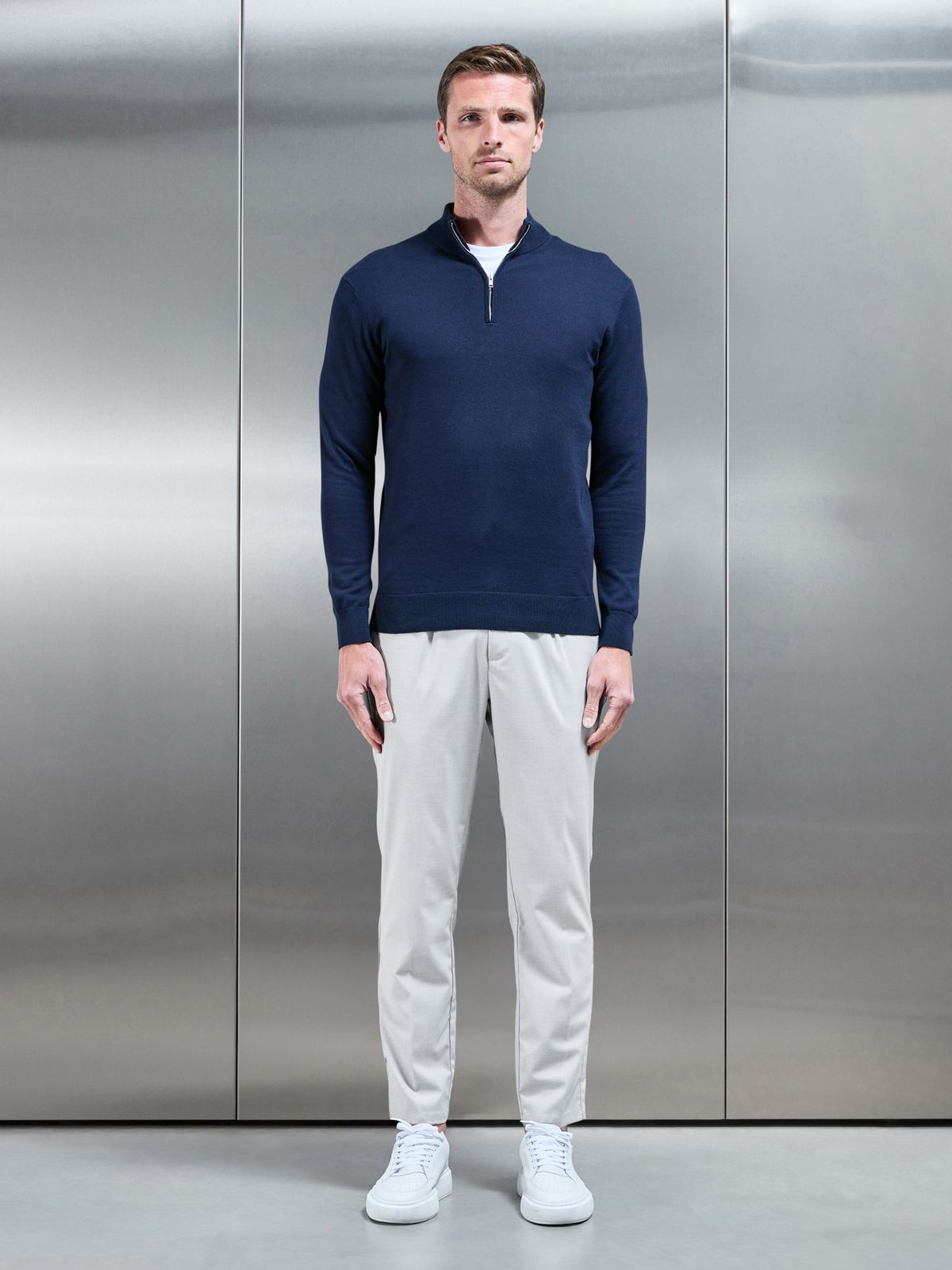 Formal Stretch Side Adjuster Trouser in Off White