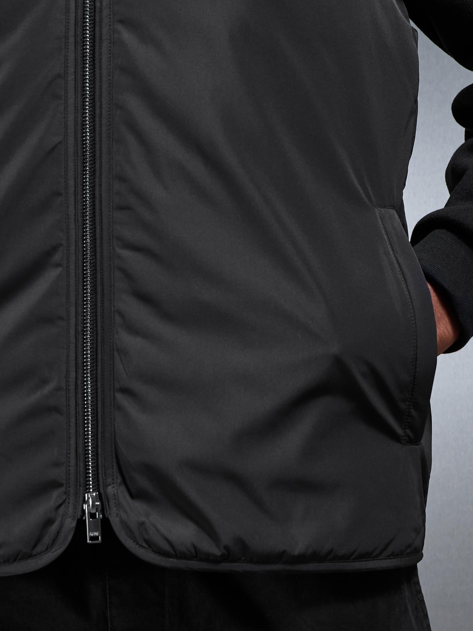 Zip Through Padded Vest in Black