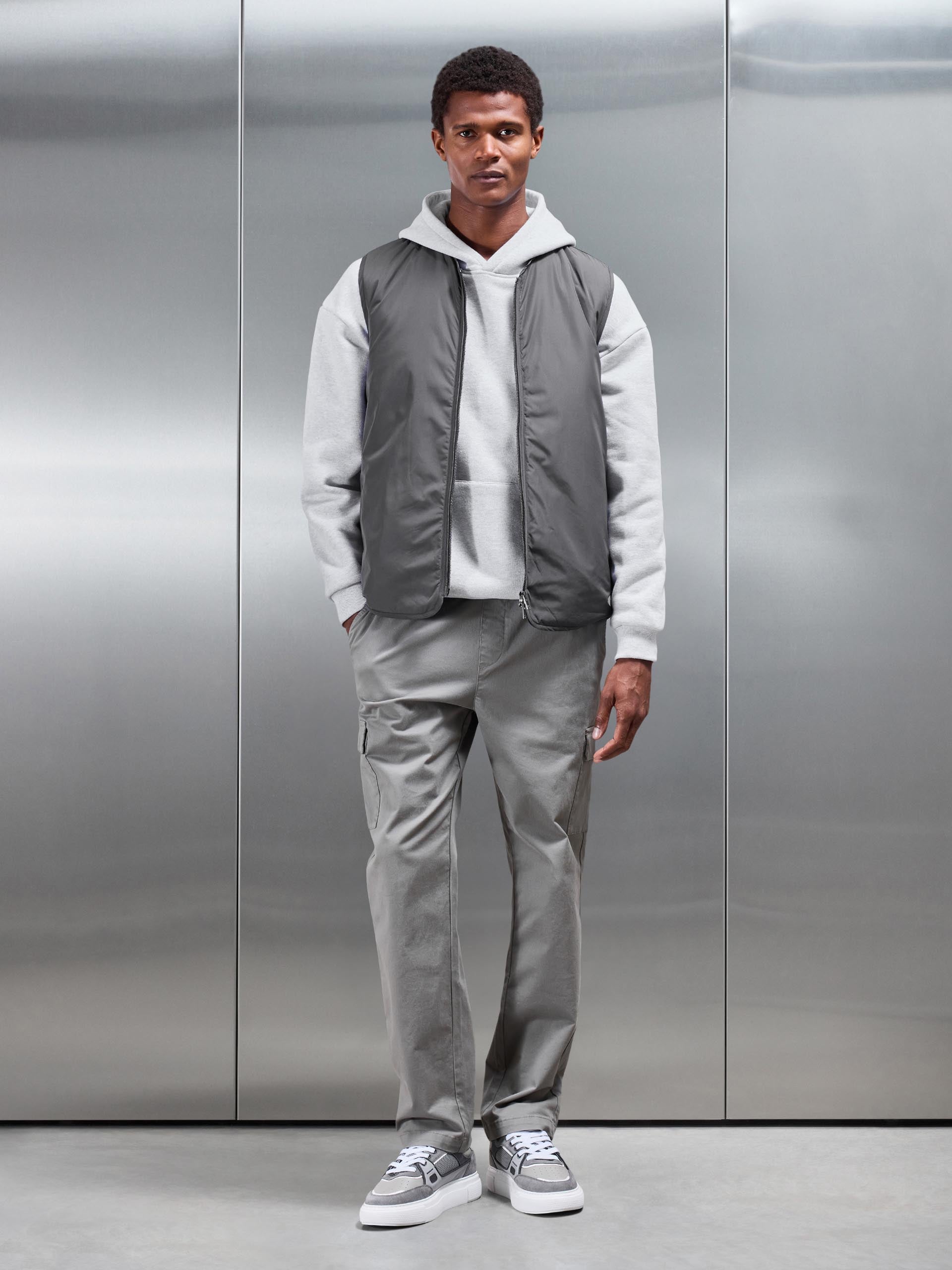 Zip Through Padded Vest in Grey