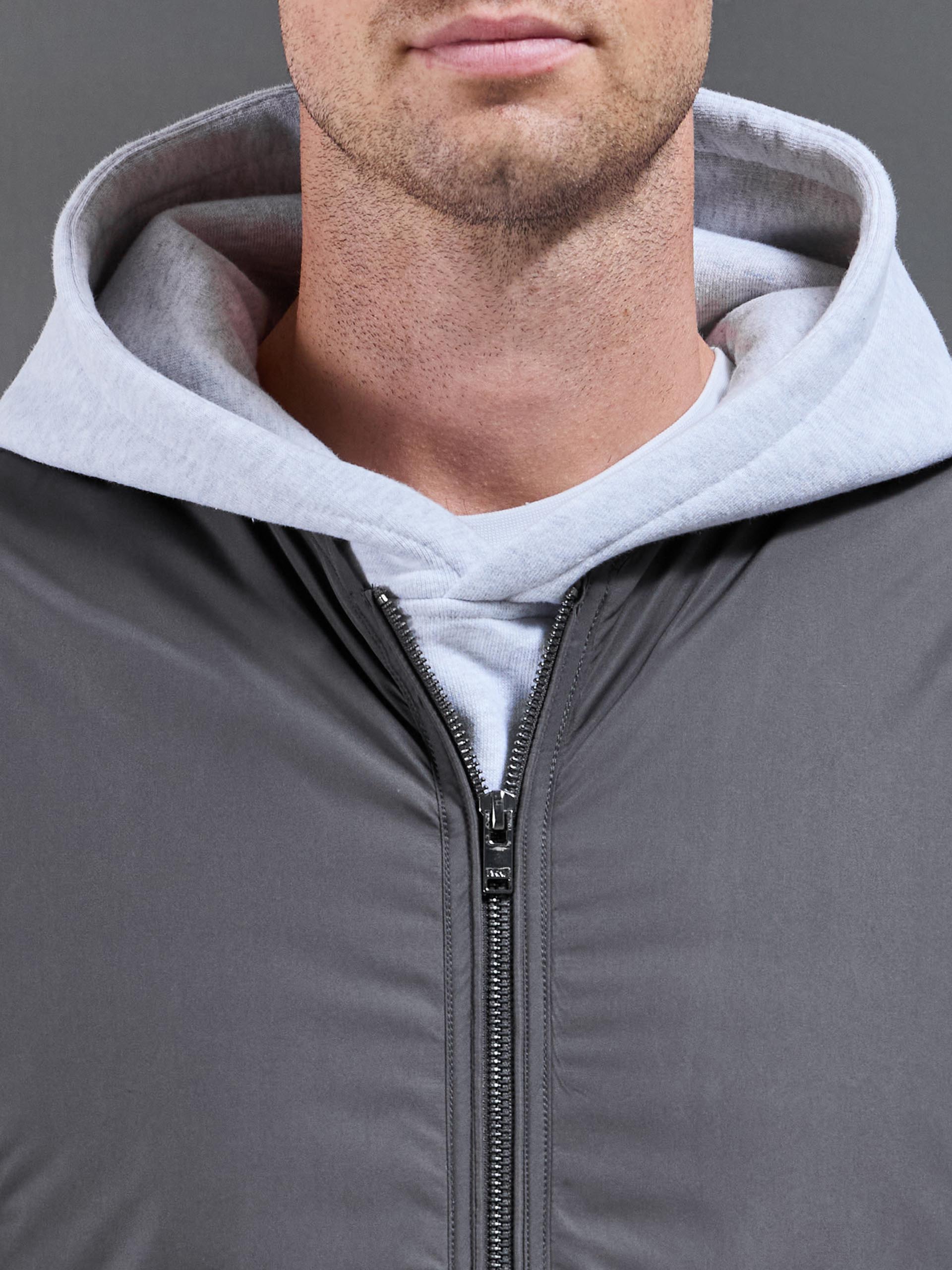 Zip Through Padded Vest in Grey